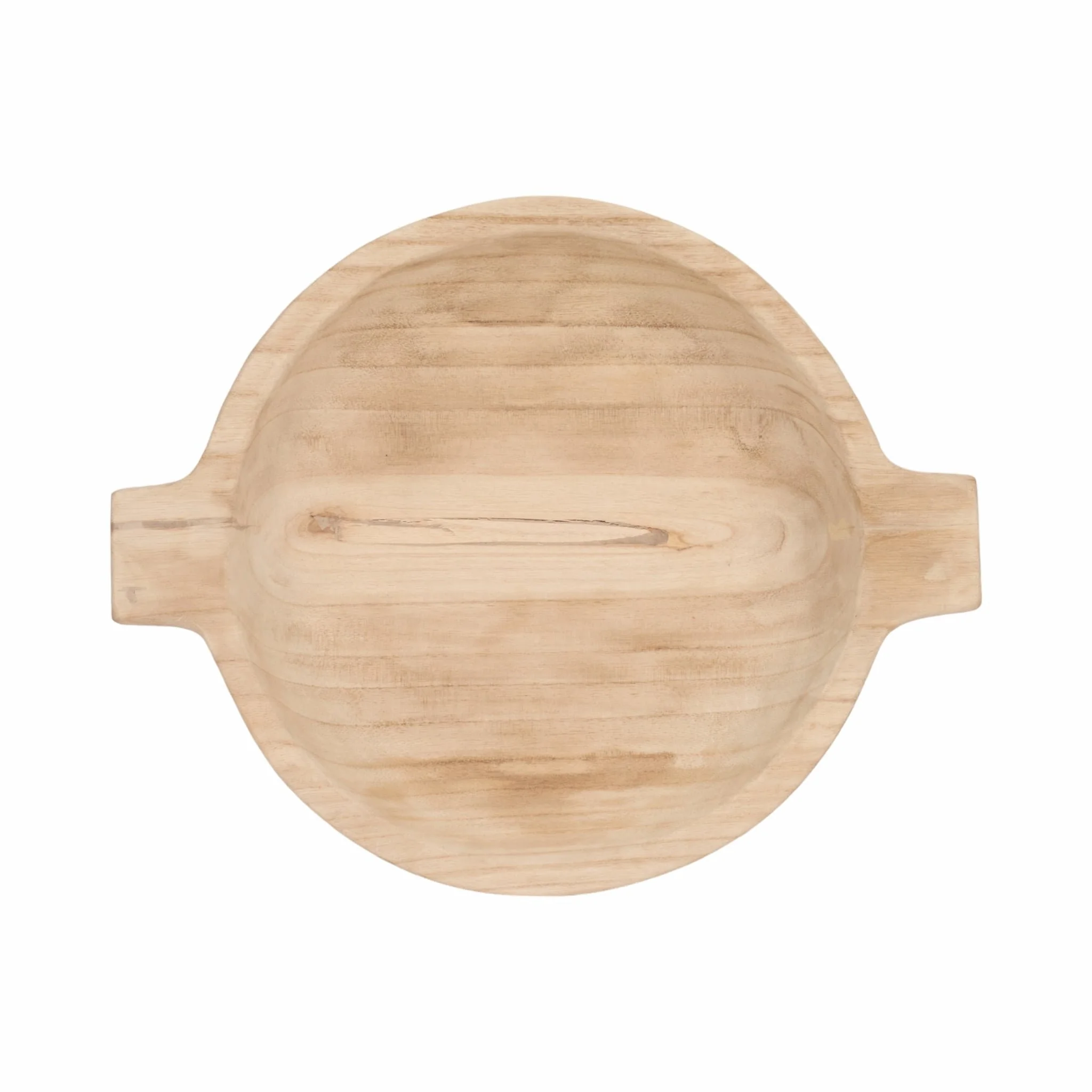 16" Round Wood Bowl With Handles, Natural - Image 6
