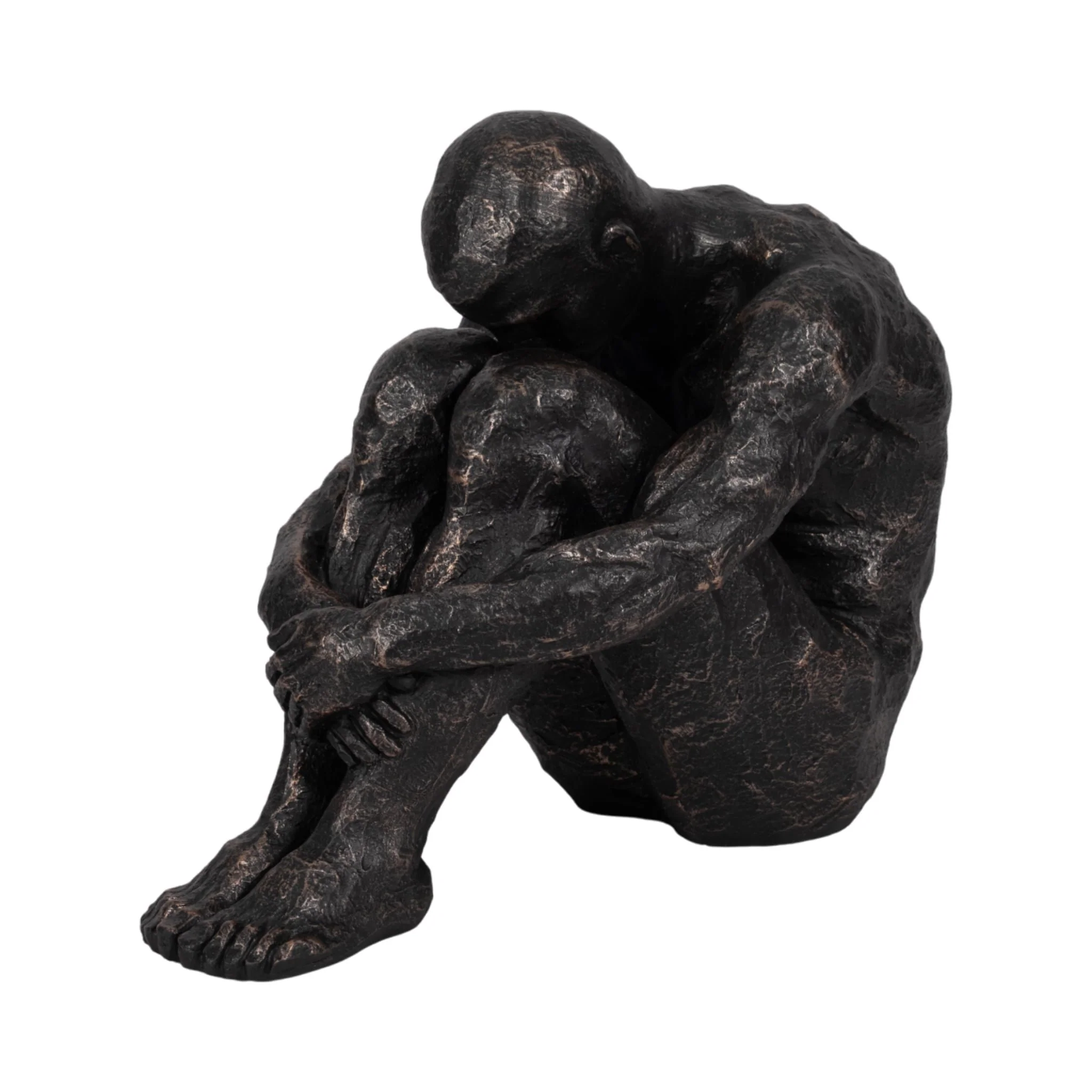 16" Sitting Man, Bronze - Image 2