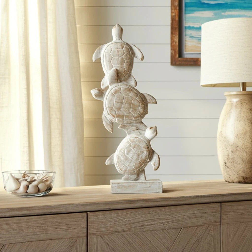 16" Stacked Turtles, White - Image 10