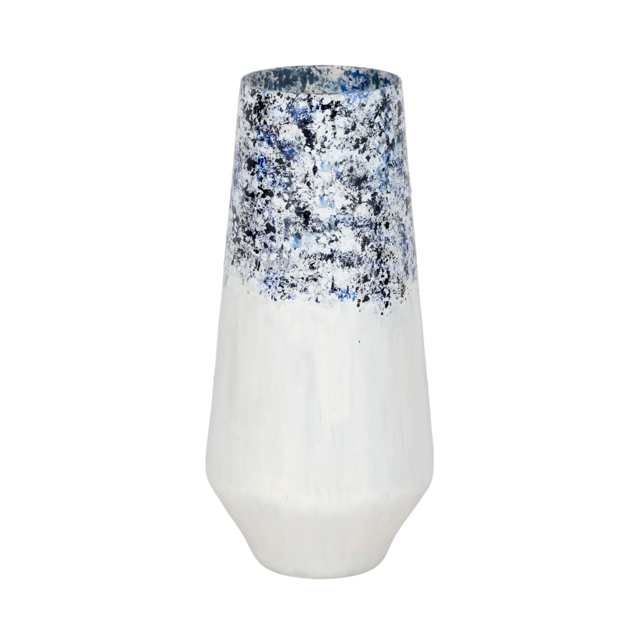 16" Tapered Bottom Vase Arctic Finish, White/blue - Image 3