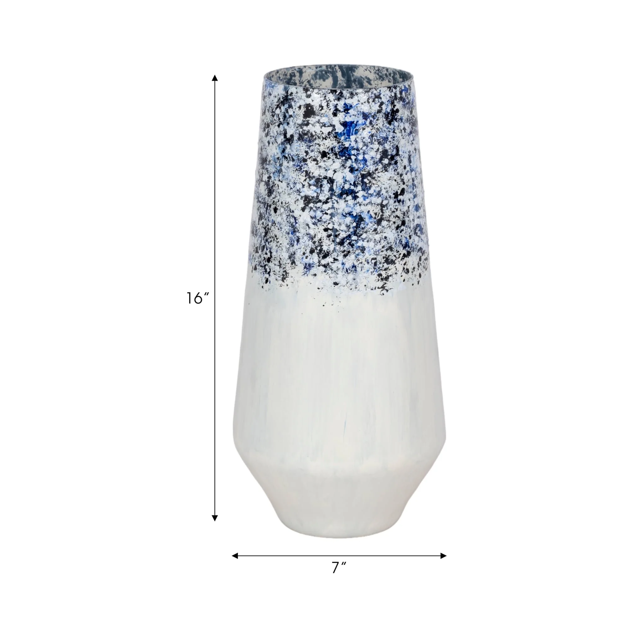 16" Tapered Bottom Vase Arctic Finish, White/blue - Image 8