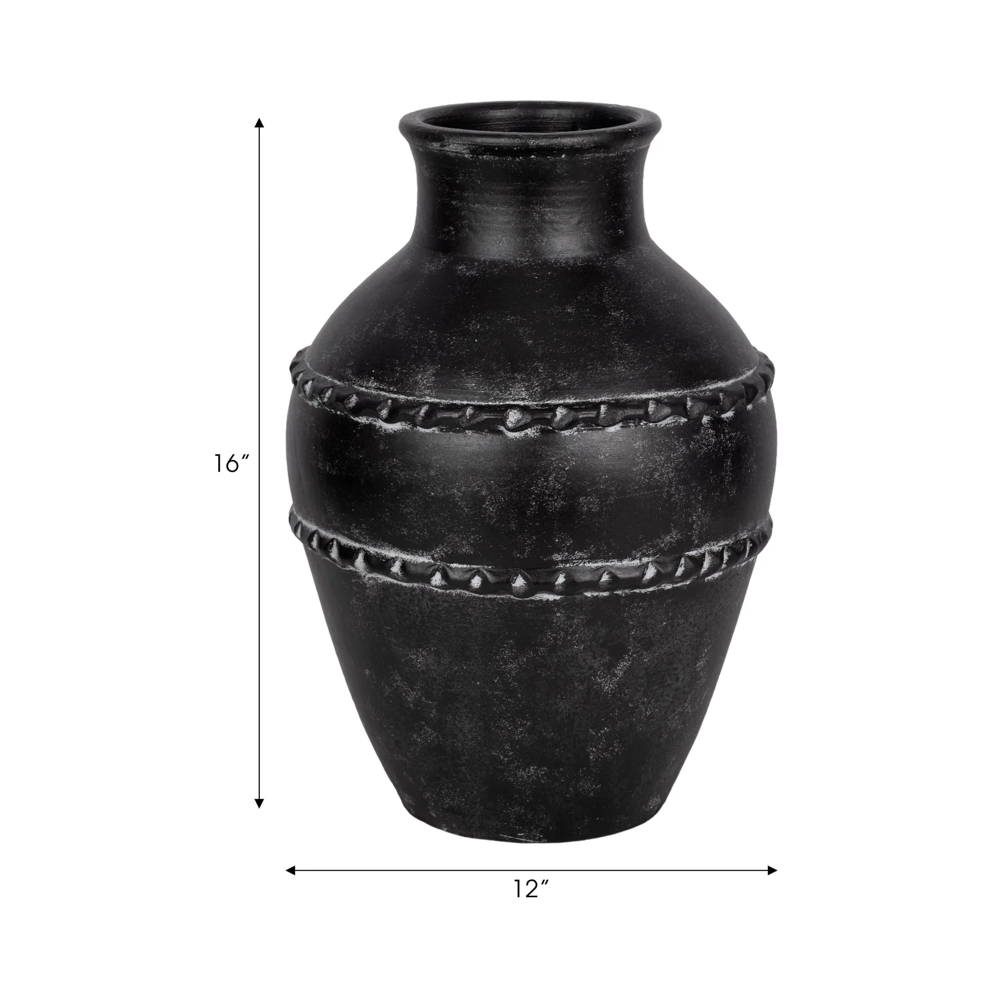 16" Traditional Terracotta Vase, Black - Image 8