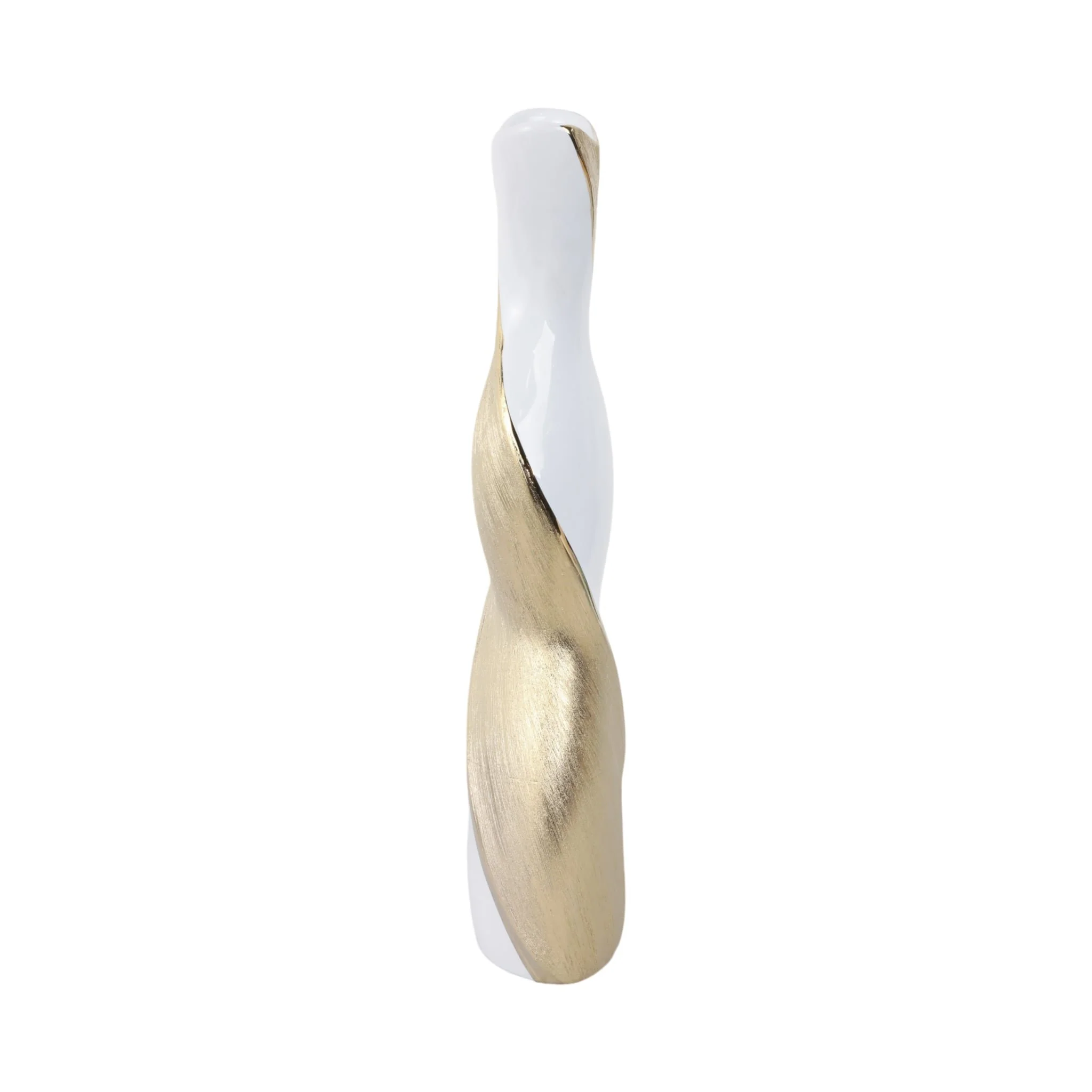 16" Twisted Vase, White/gold - Image 3