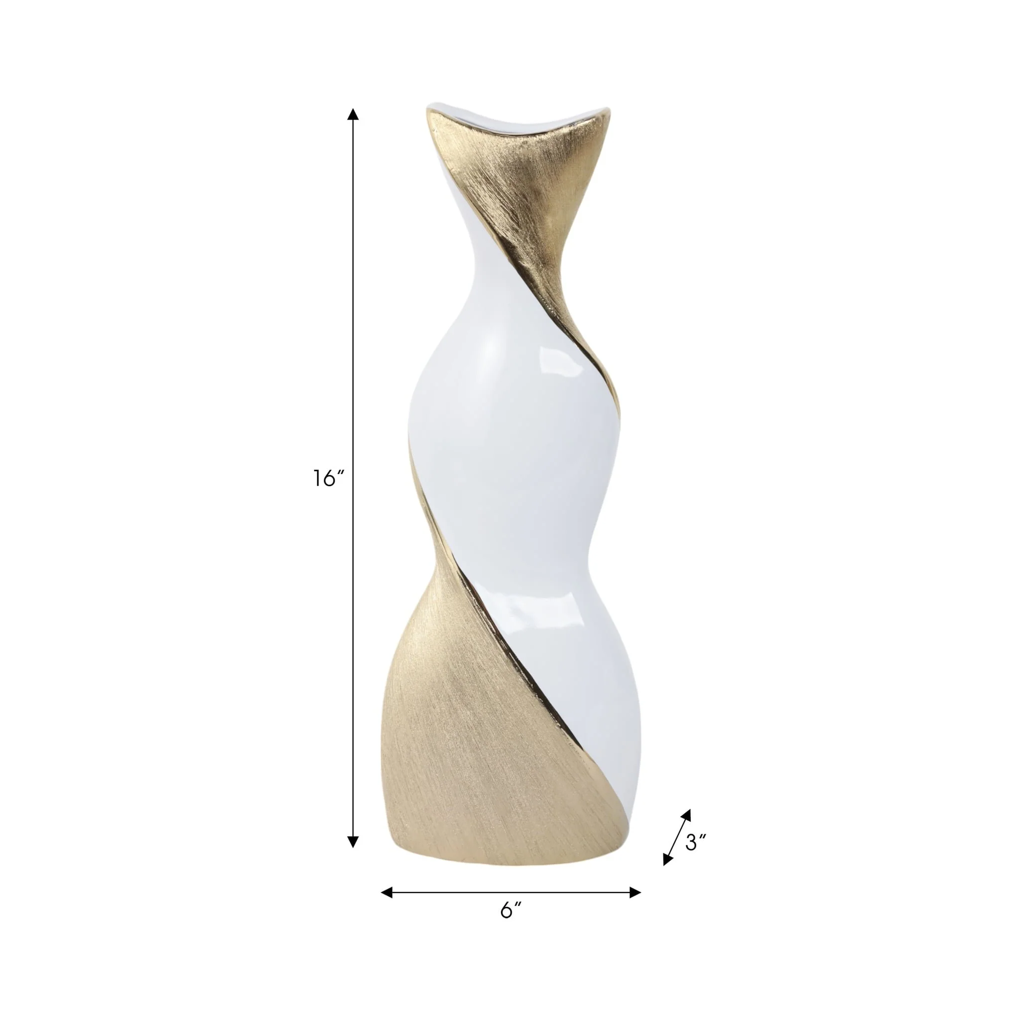 16" Twisted Vase, White/gold - Image 8