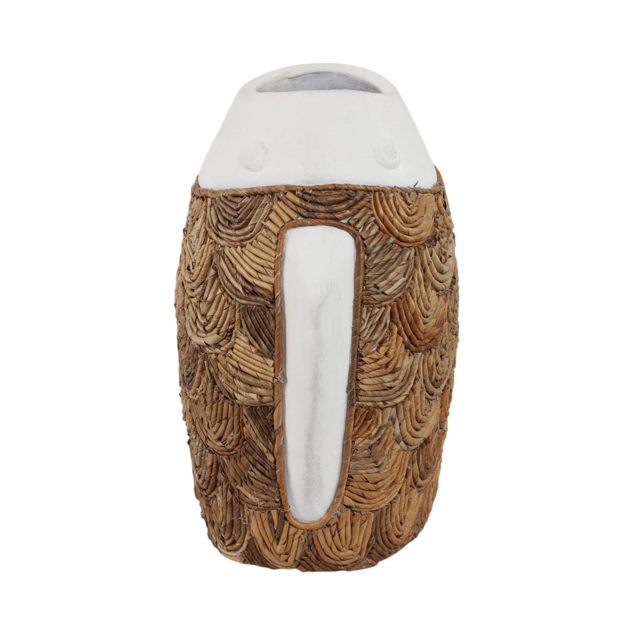 16" Woven Scale Terracotta Fsh Vase, Ivory/natural - Image 3