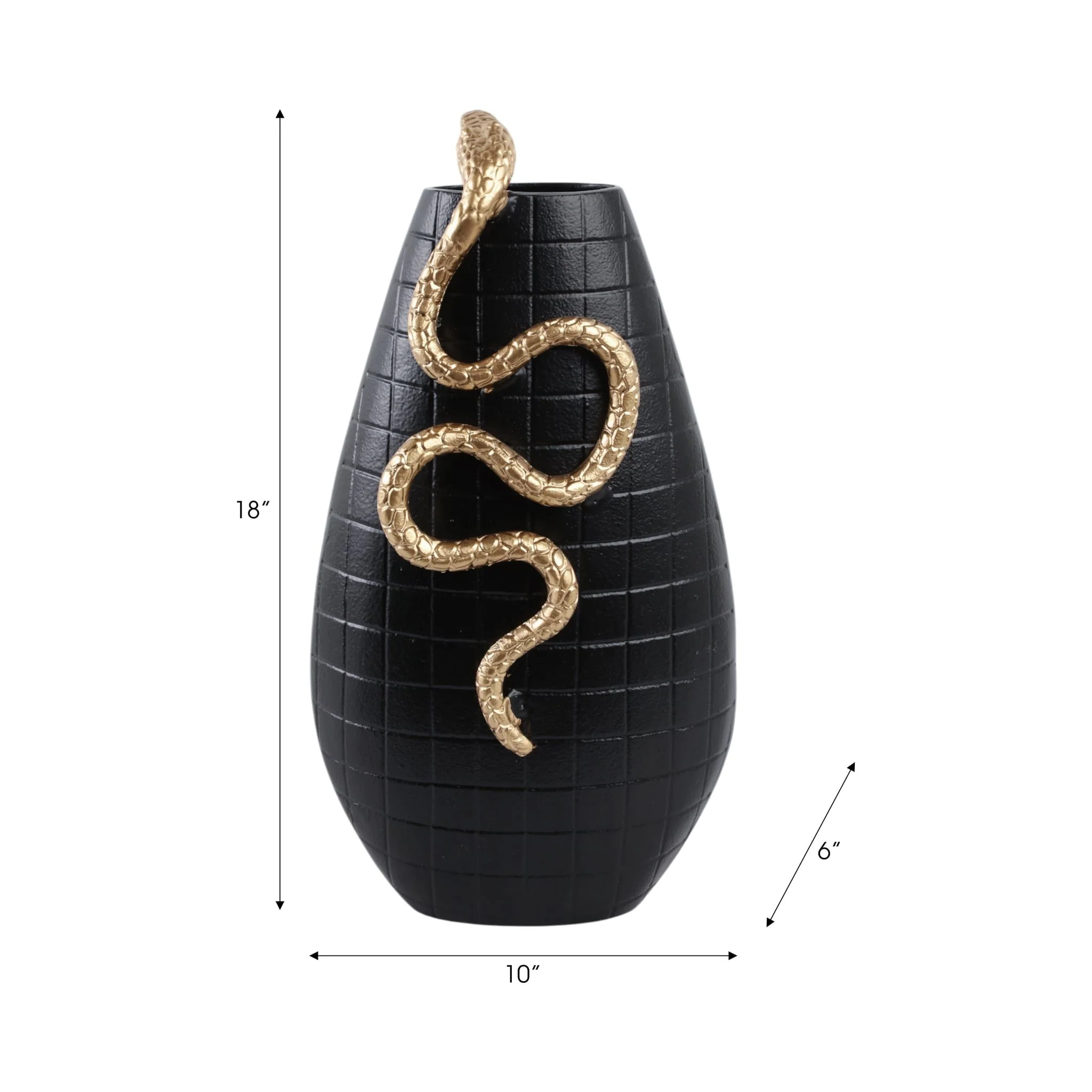 16x10" Curved Snake On Vase, Black/gold - Image 8