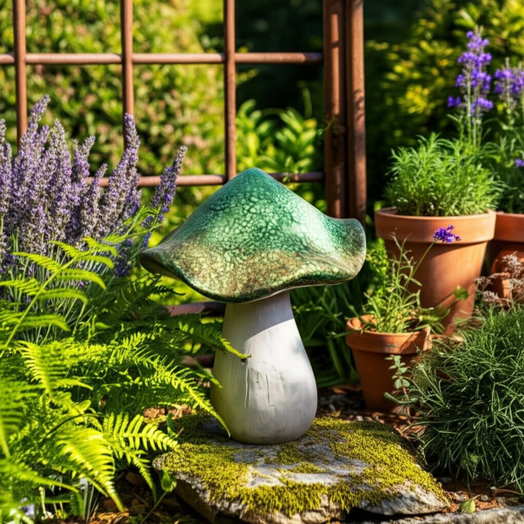 16x12" Garden Mushroom, Green/grey - Image 11