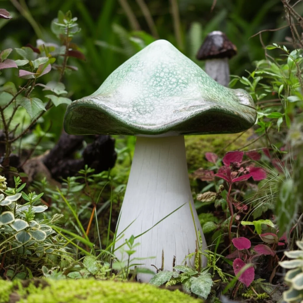 16x12" Garden Mushroom, Green/grey - Image 12