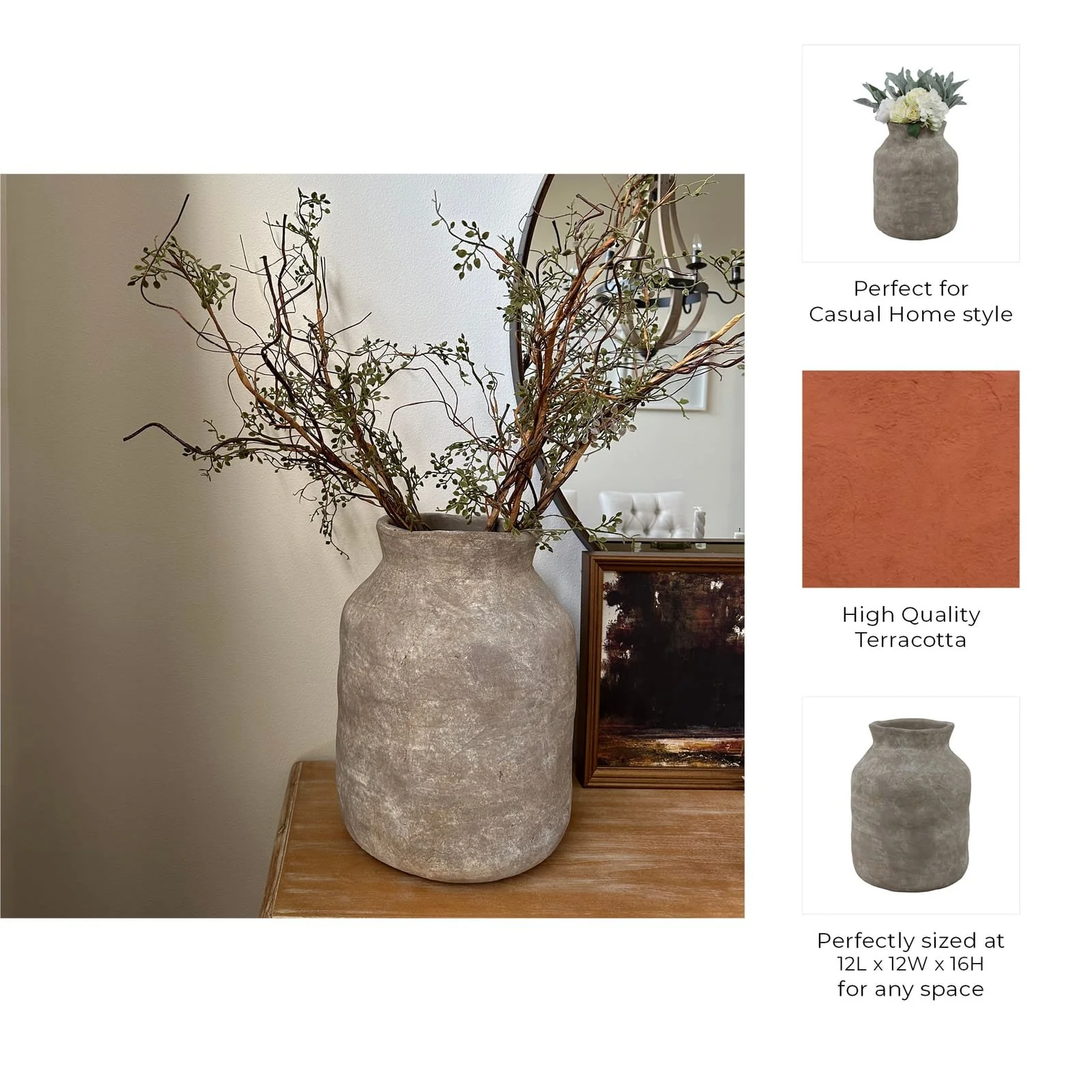 16x12" Milk Vase, Gray - Image 9