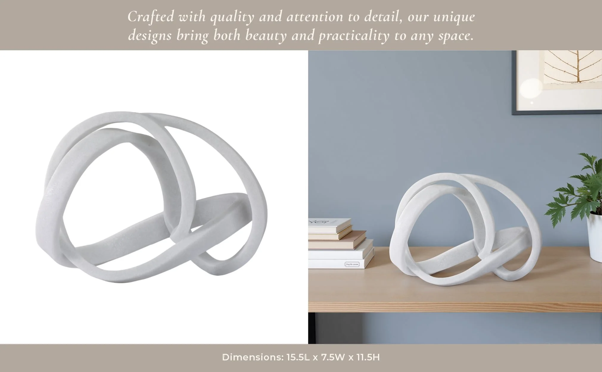 16x12" Resin Knot Object, White - Image 11