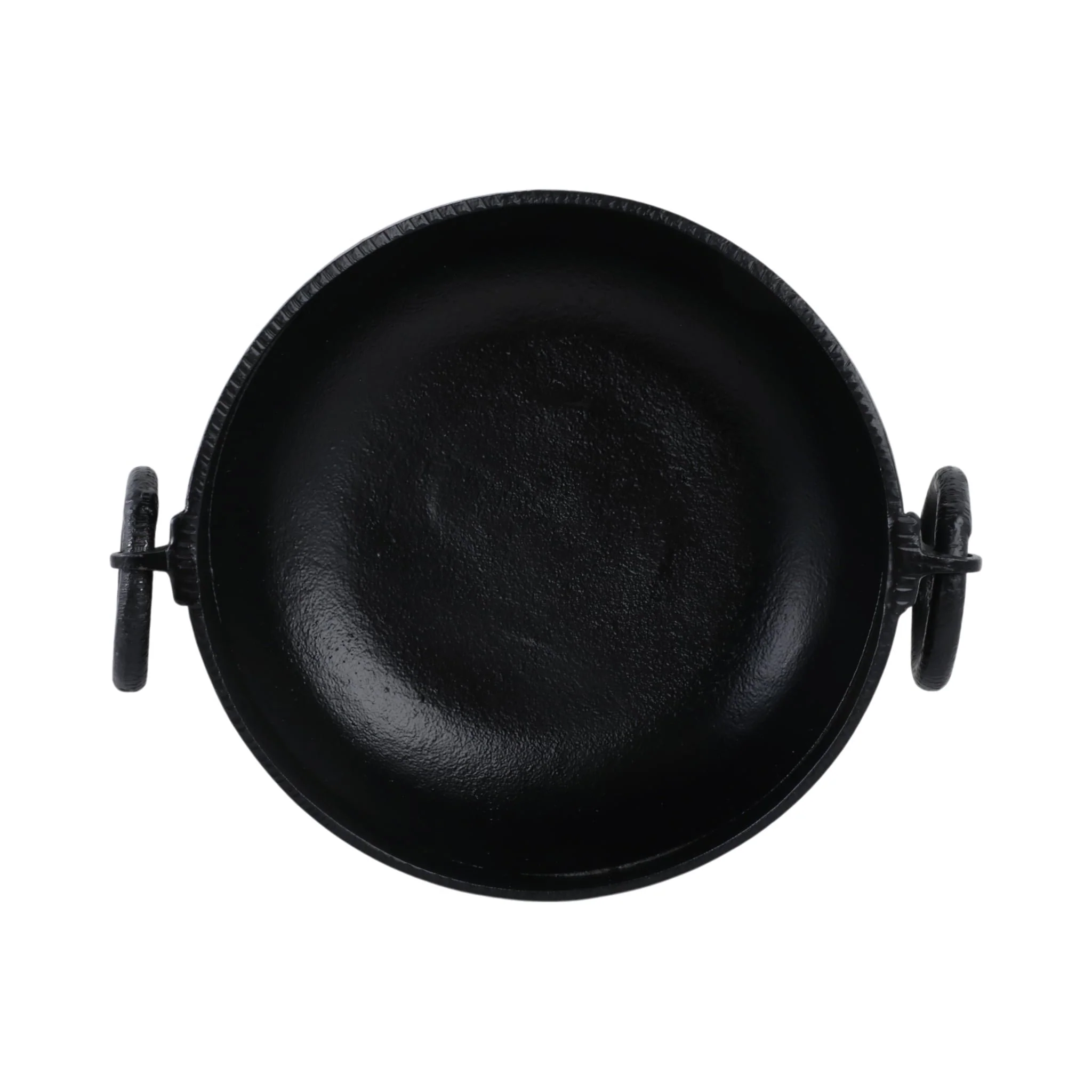 16x13" Metal Pedestal Bowl With Ring Handles, Blk - Image 6