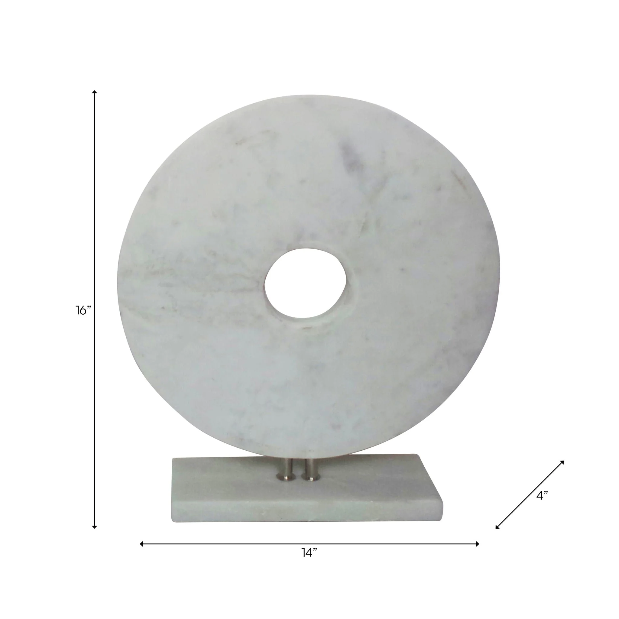 16x14" Marble Disc On Stand, White - Image 2