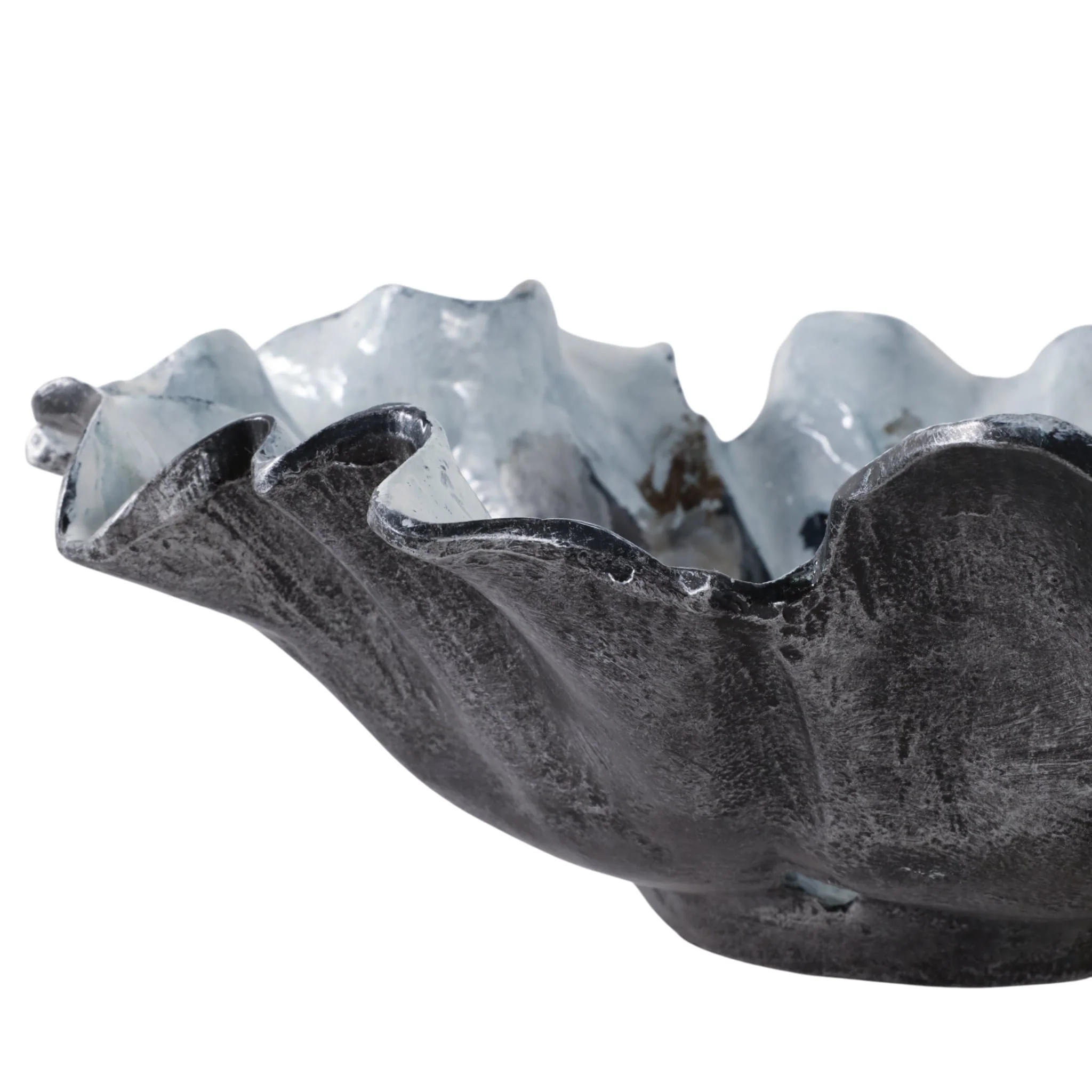 16x15" Abstract Flower Metal Bowl, Blue Multi - Image 5