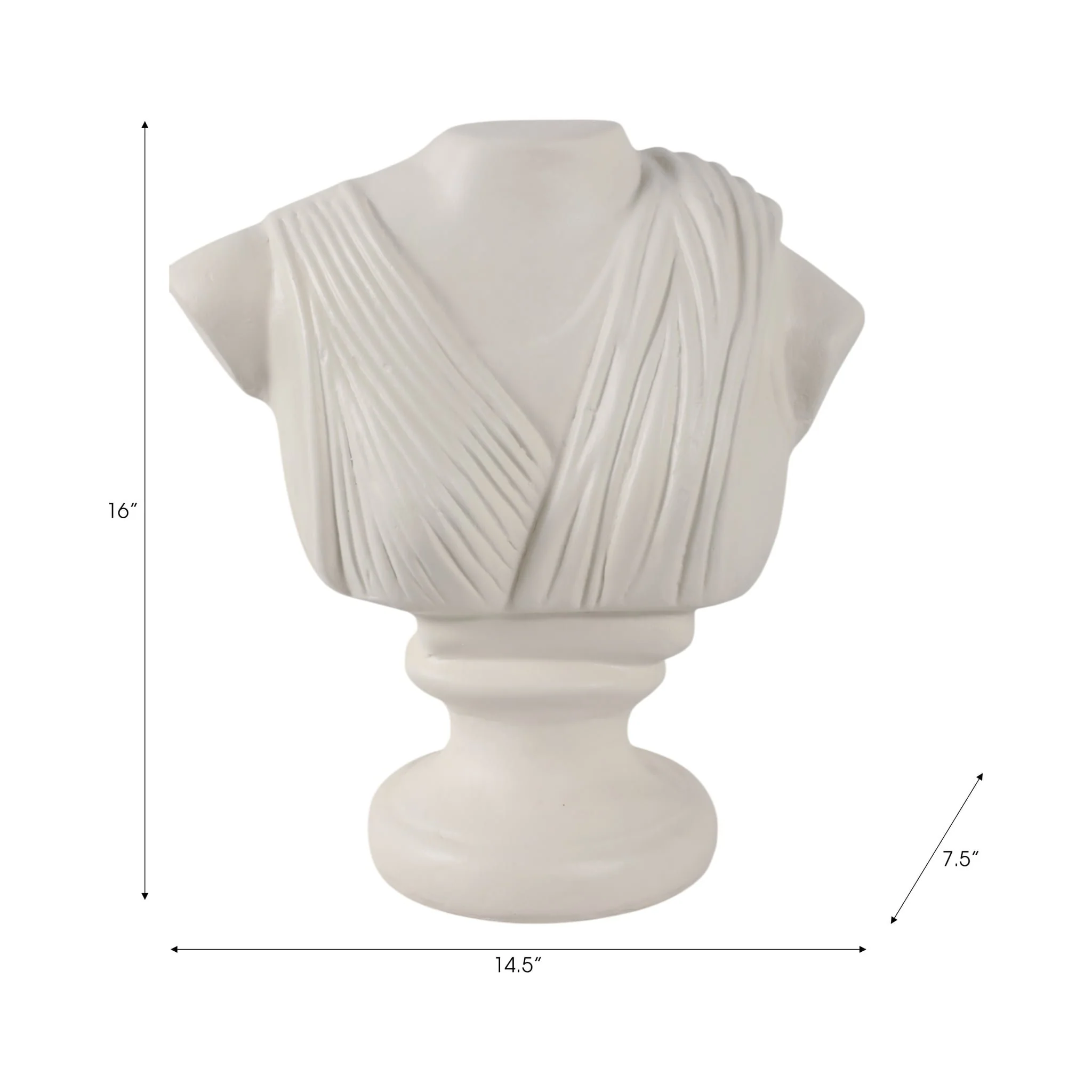 16x15" Paper Mache Bust, Ivory - Image 9