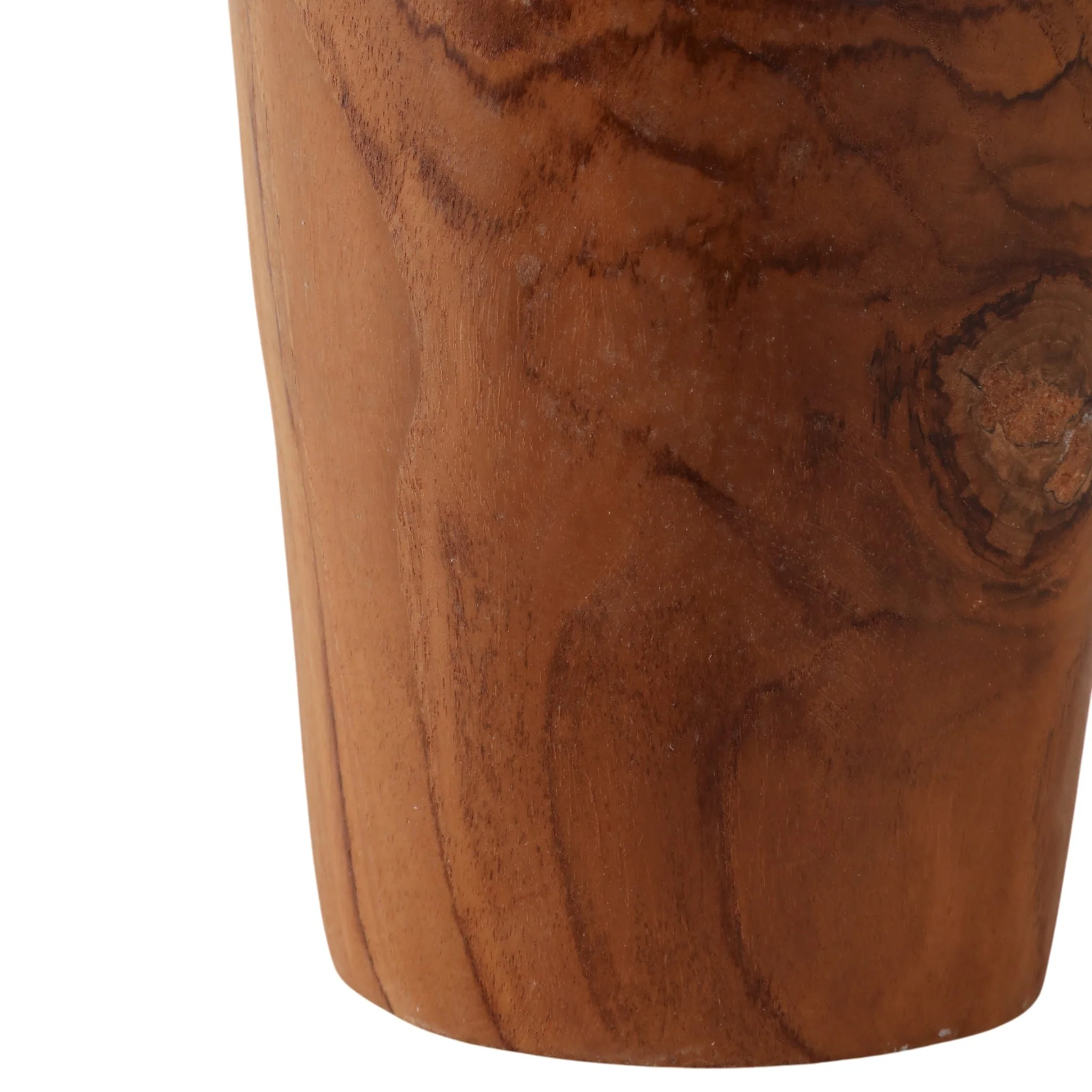16x7" Teak Wood Vase, Brown - Image 5