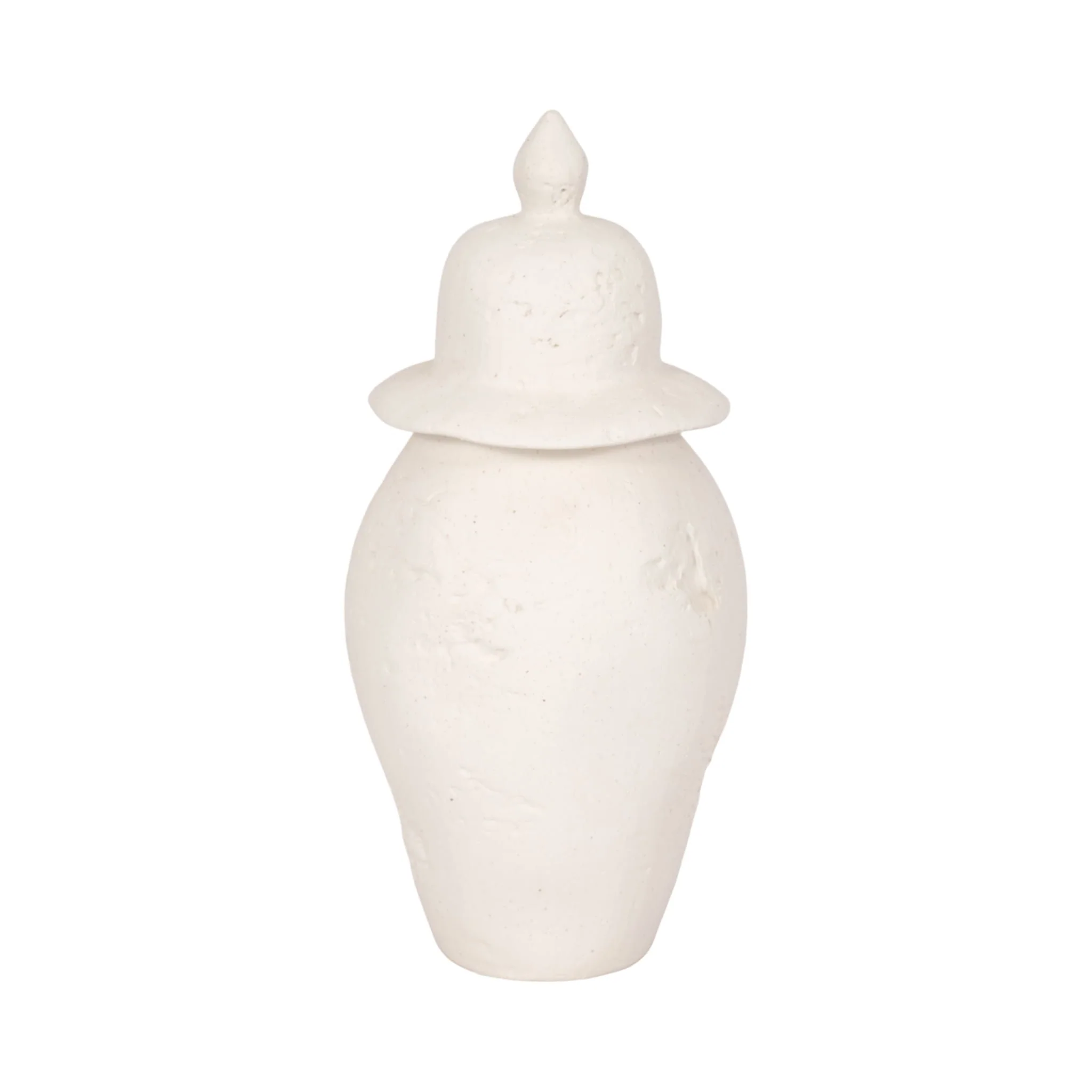 16x8" Cast Stone Finish Temple Jar, White - Image 4