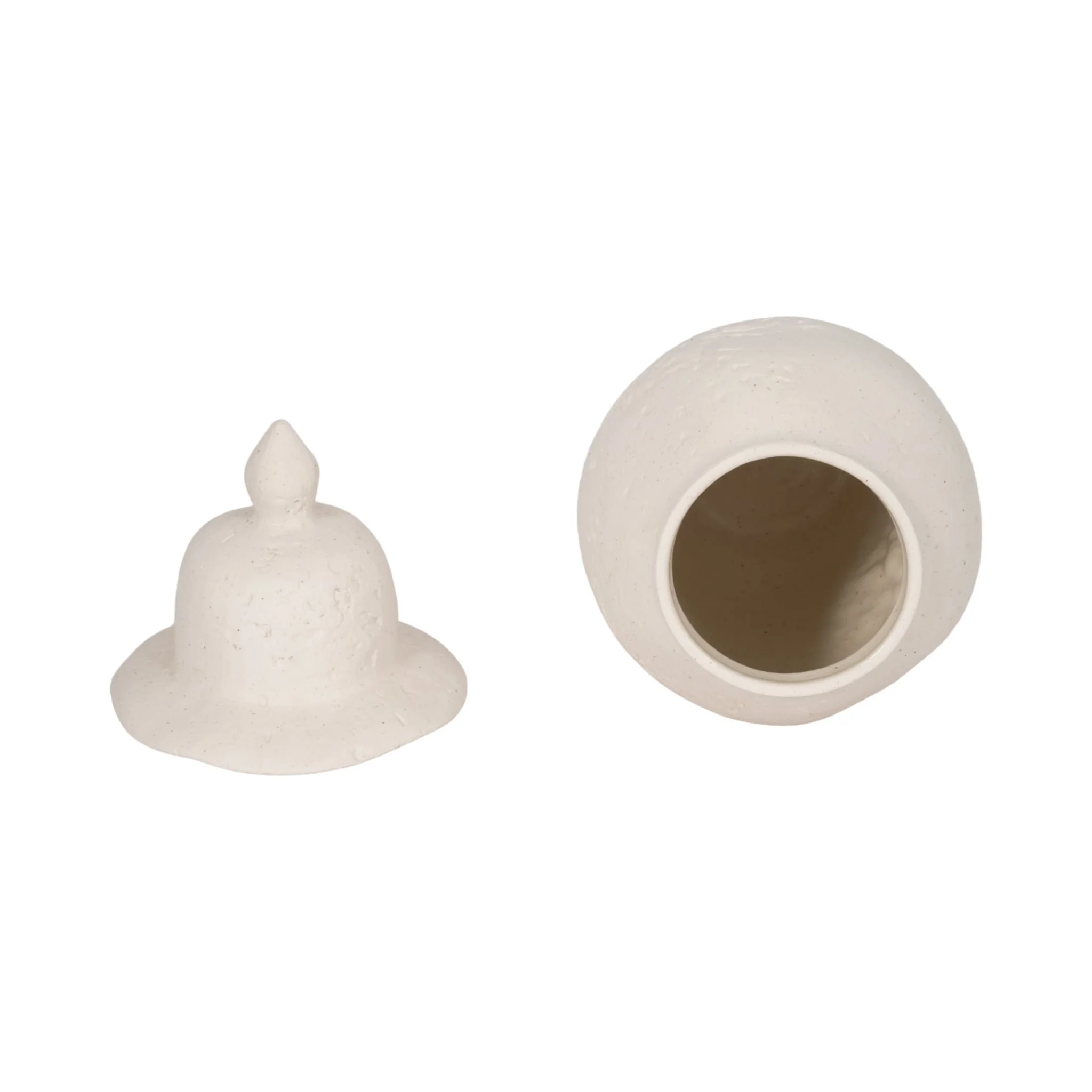 16x8" Cast Stone Finish Temple Jar, White - Image 6