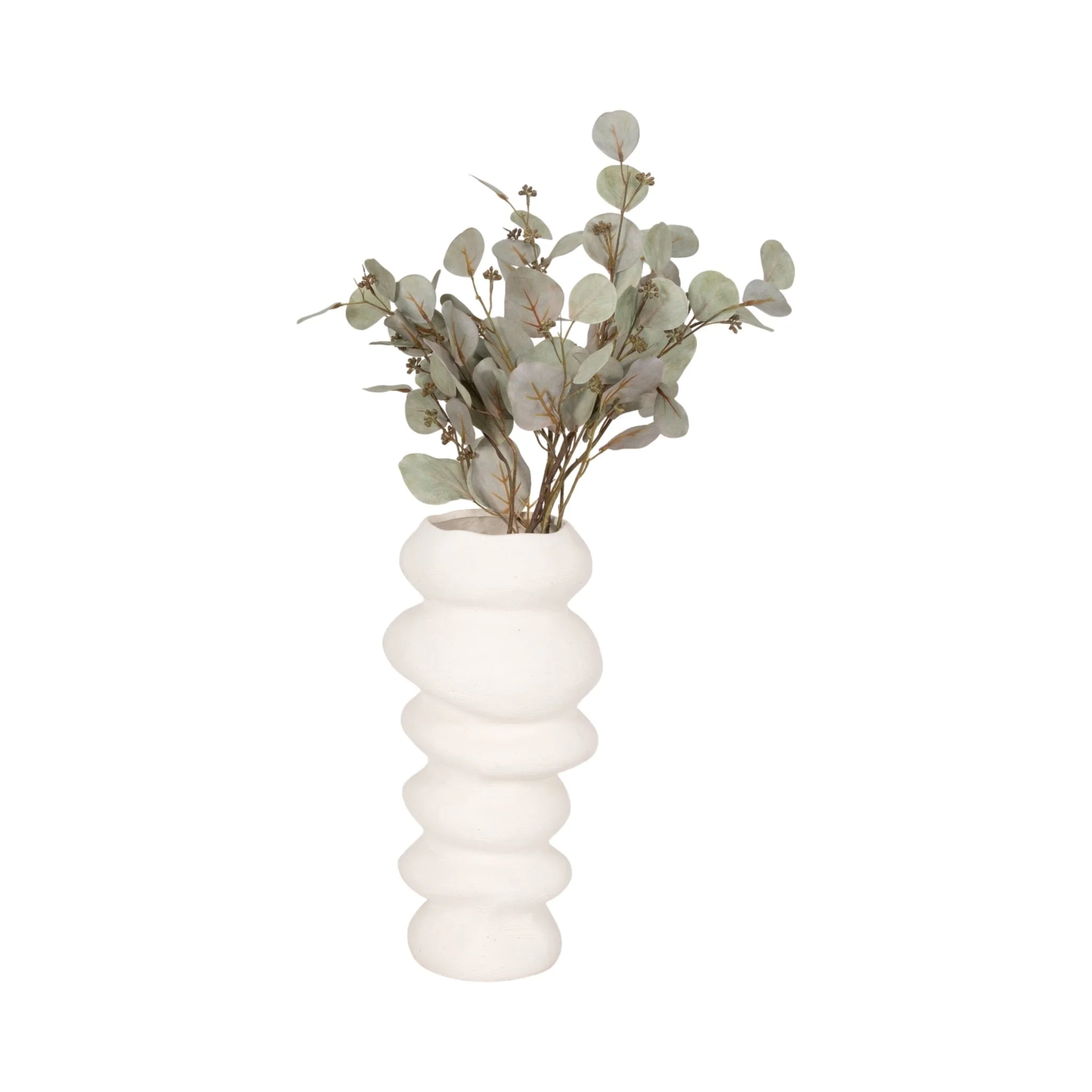16x8" Hand Scribed Cairn Vase, White - Image 2