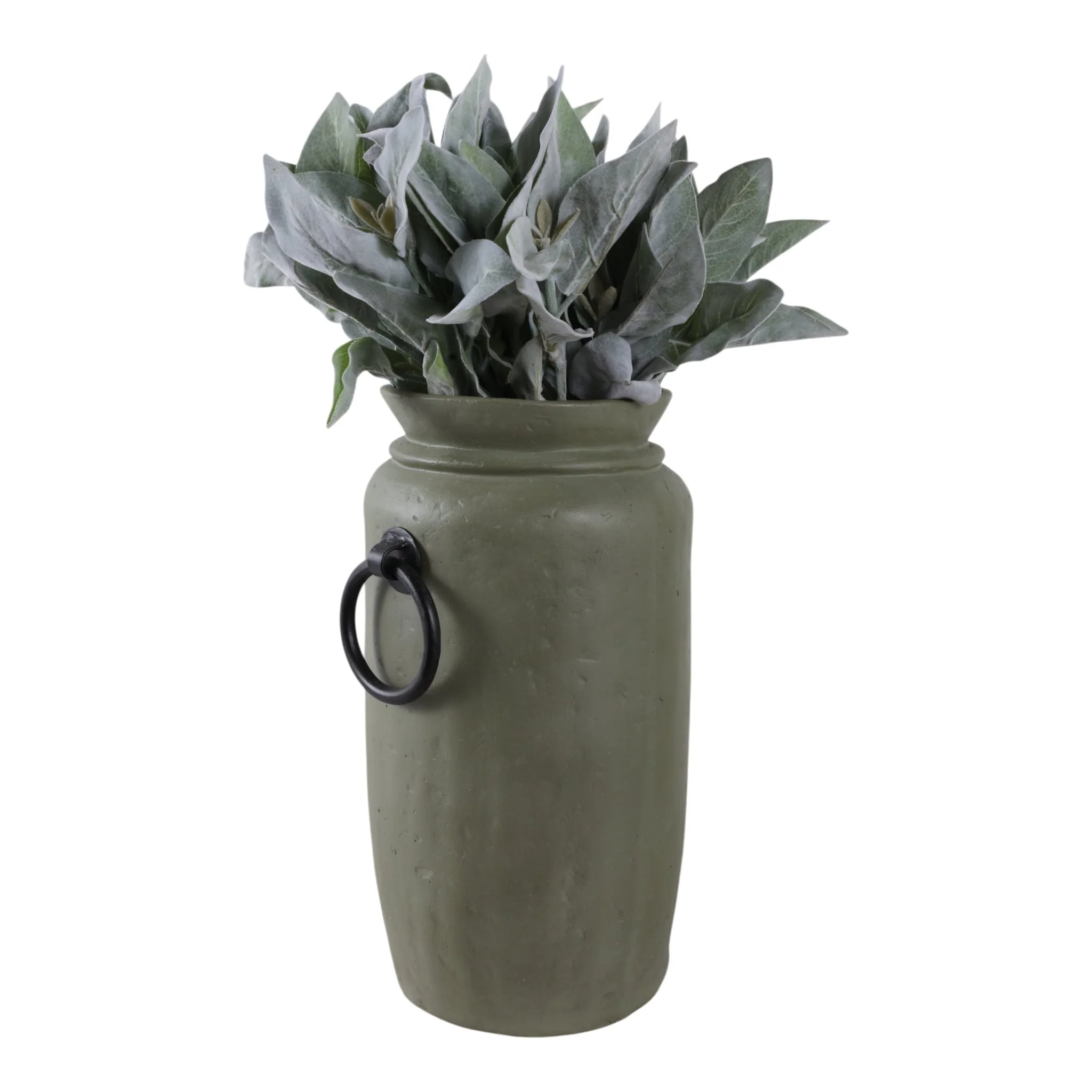 16x9" Ecomix Vase With Metal Handles, Green/ Black - Image 2