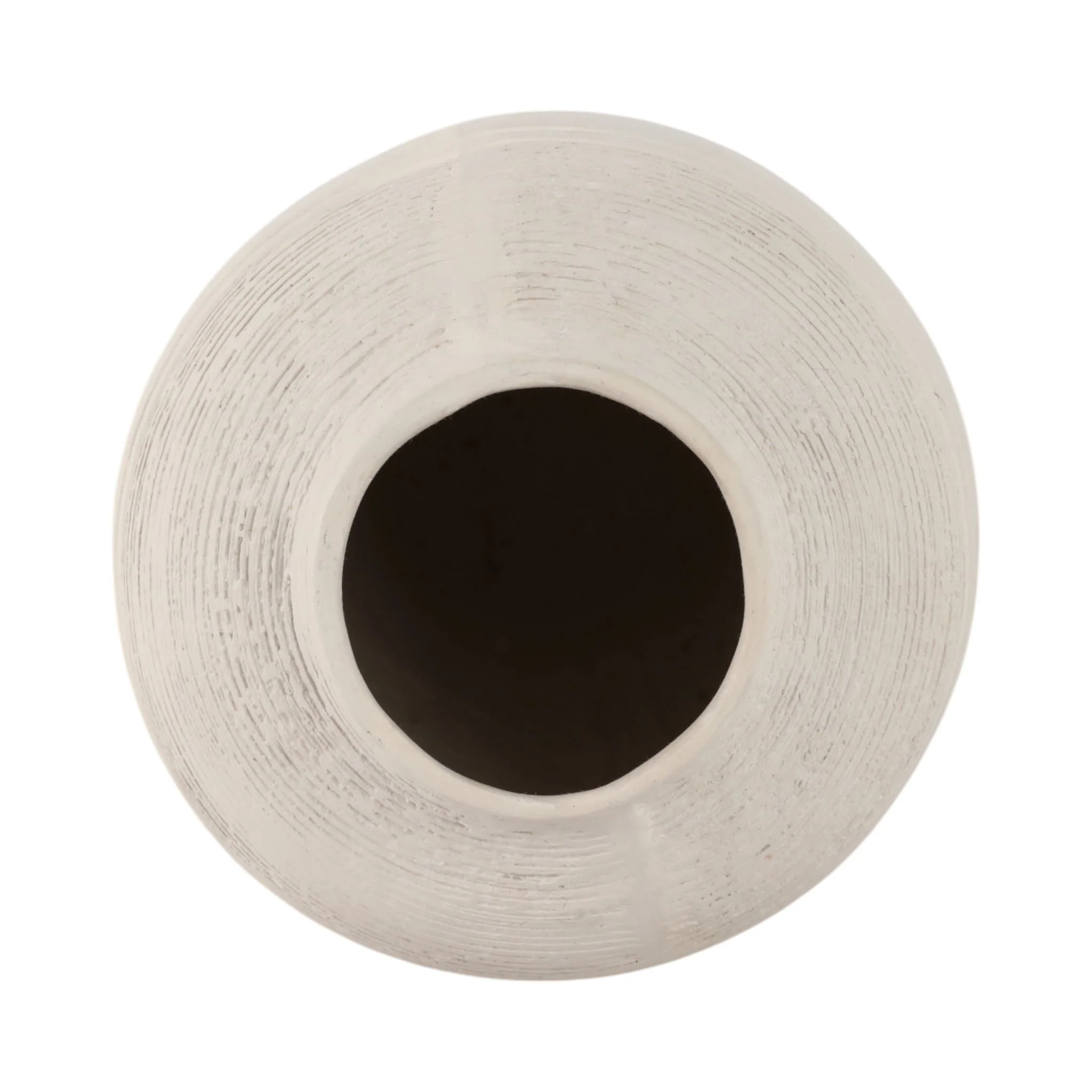 16x9" Paper Mache Ribbed Floor Vase, Ivory - Image 6