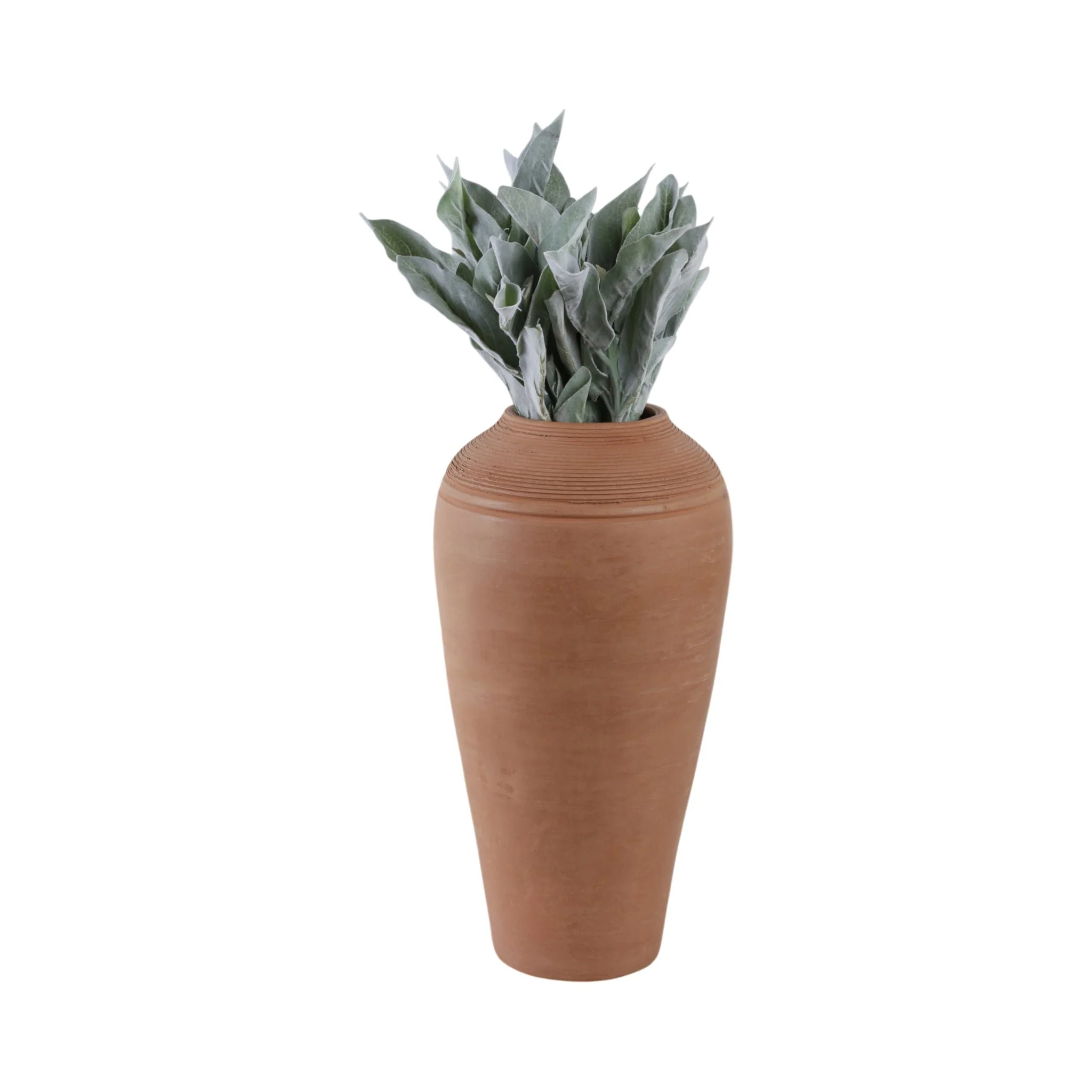 16x9" Terracotta Ribbed Floor Vase, Natural - Image 2