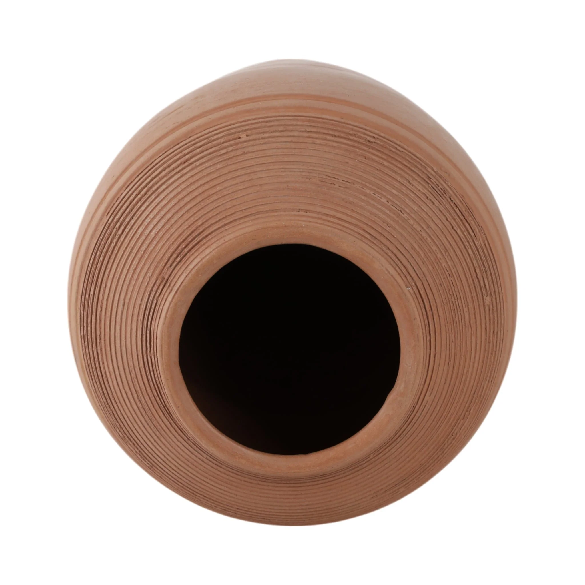 16x9" Terracotta Ribbed Floor Vase, Natural - Image 6