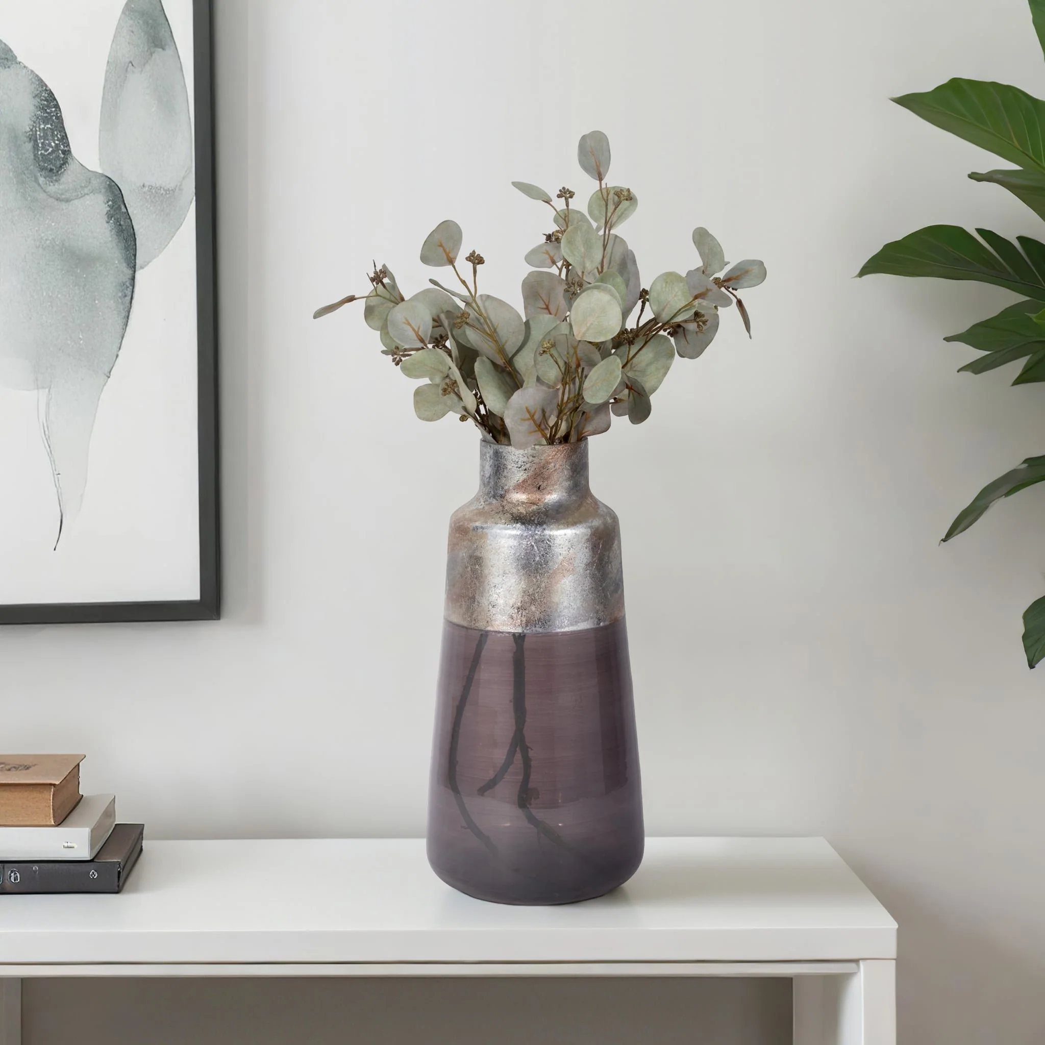 17" 2-tone Glass Vase, Grey Multi - Image 10
