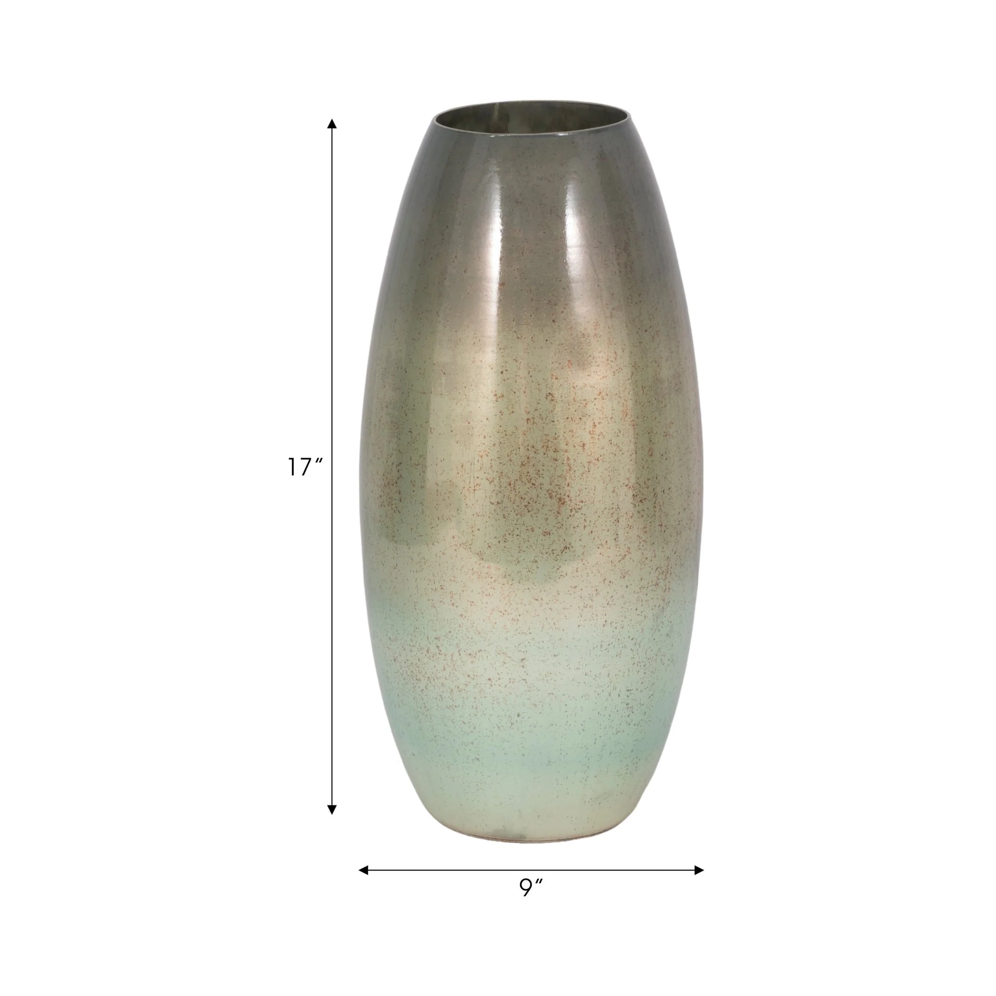 17" Curved Glass Vase Green Mercury Ombre, Multi - Image 8