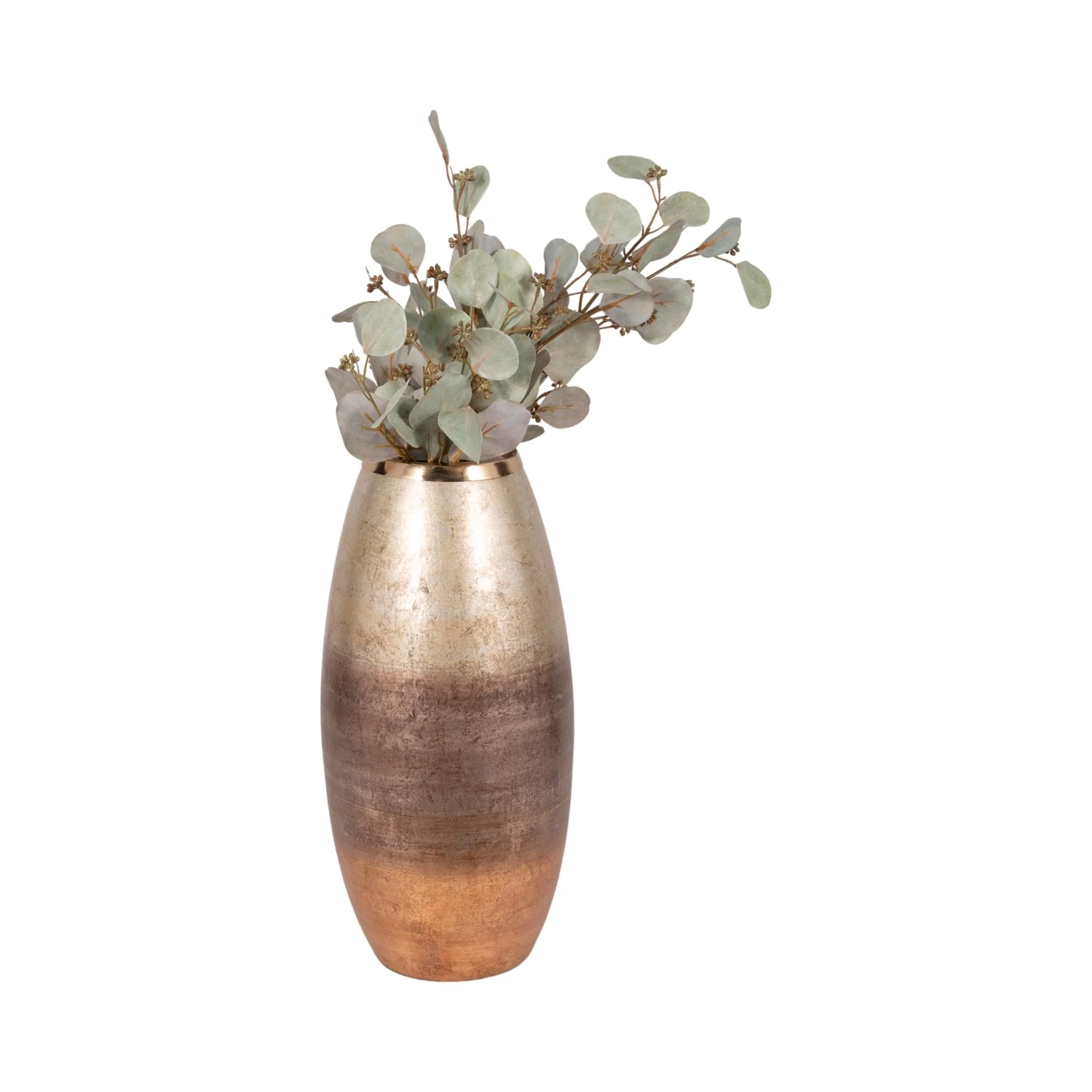 17" Curved Glass Vase Metallic Ombre Finish, Multi - Image 2