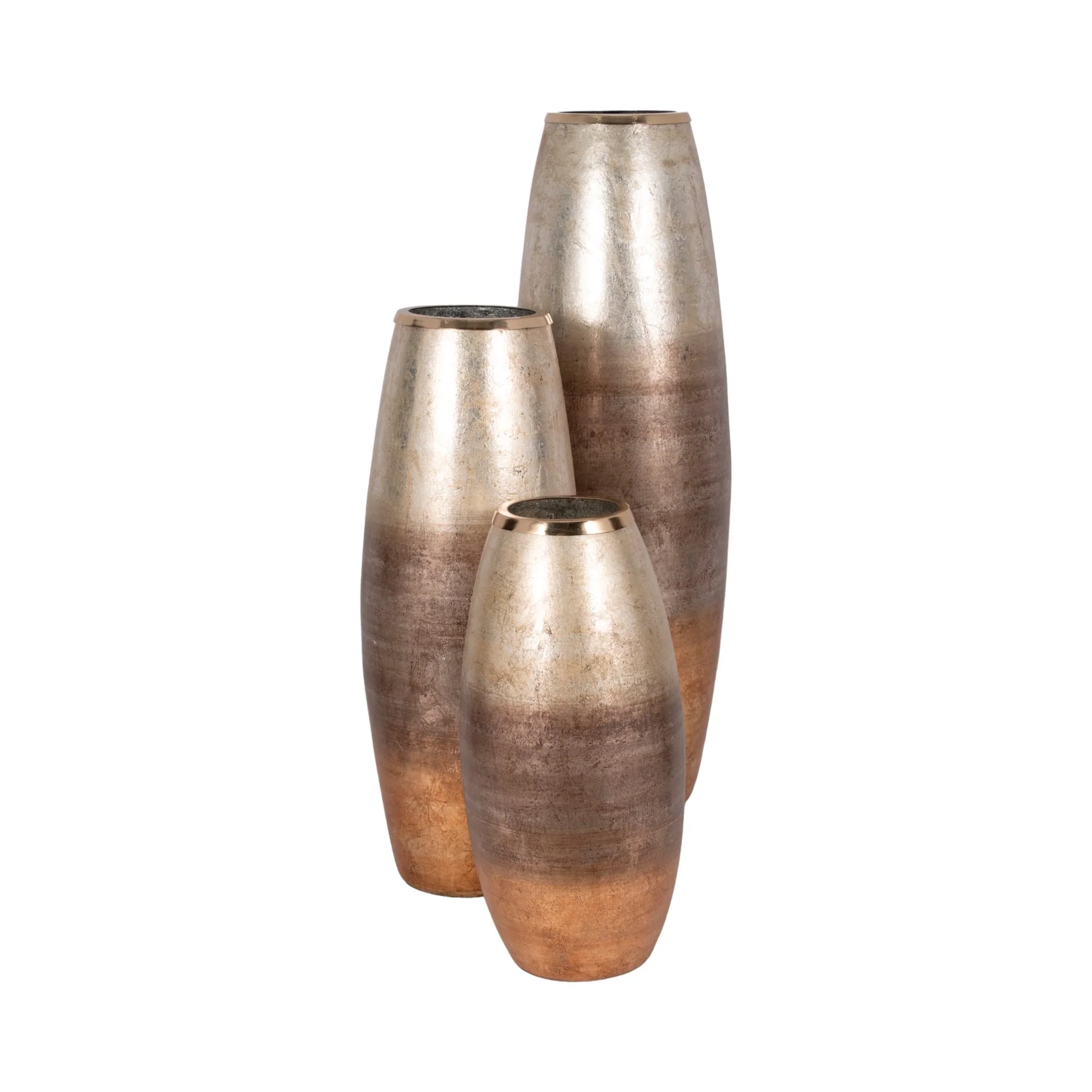 17" Curved Glass Vase Metallic Ombre Finish, Multi - Image 7