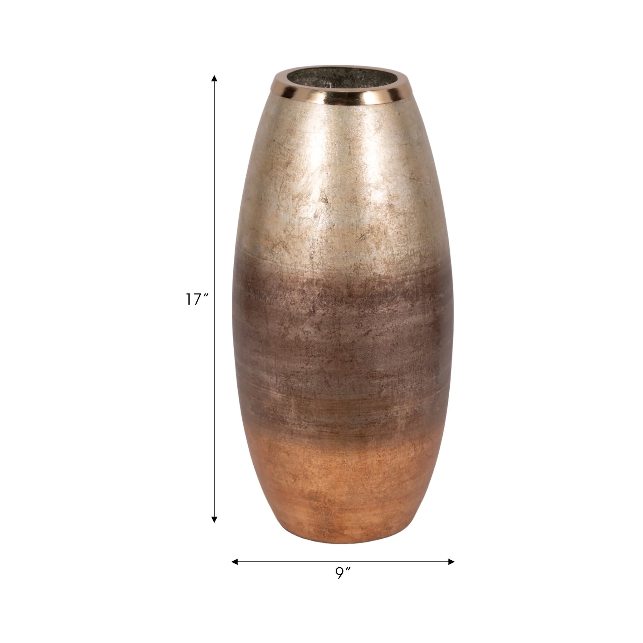 17" Curved Glass Vase Metallic Ombre Finish, Multi - Image 8