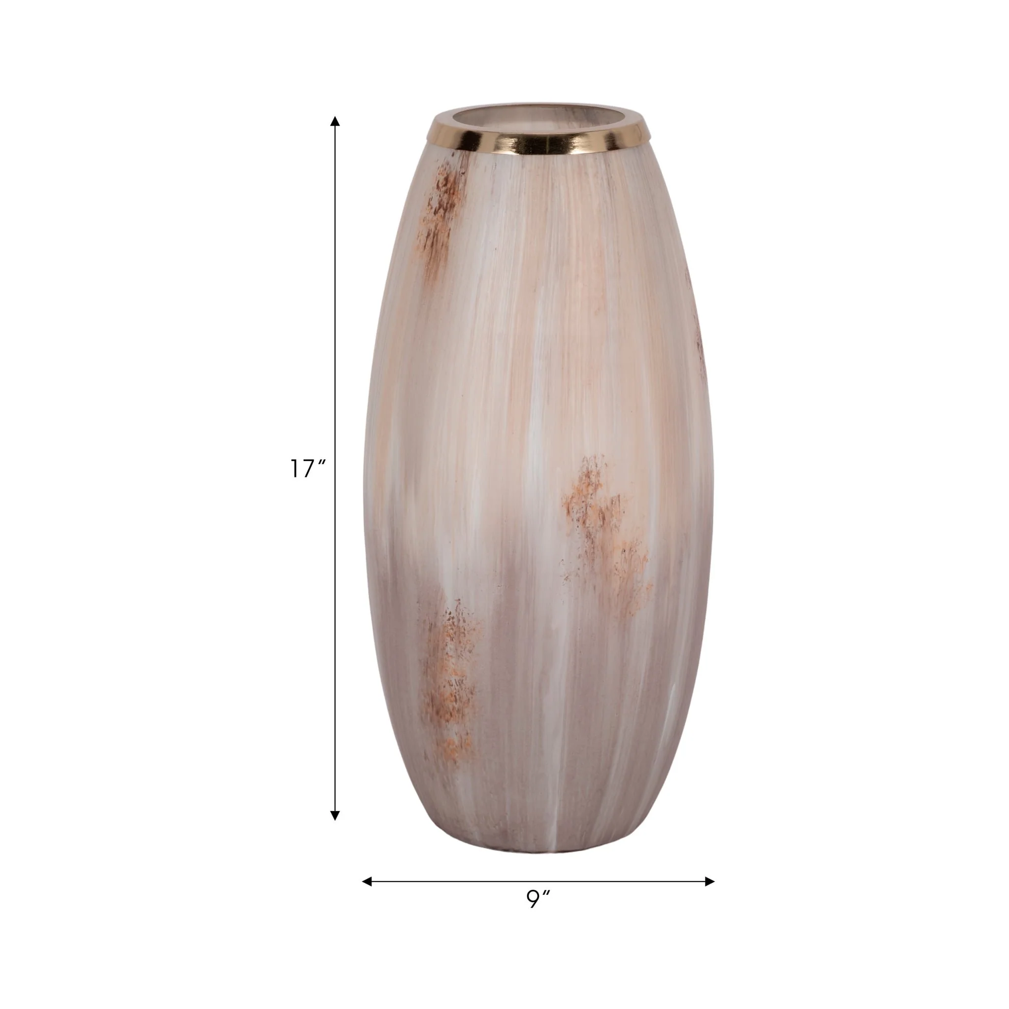 17" Curved Glass Vase Opal Finish, Ivory Multi - Image 8