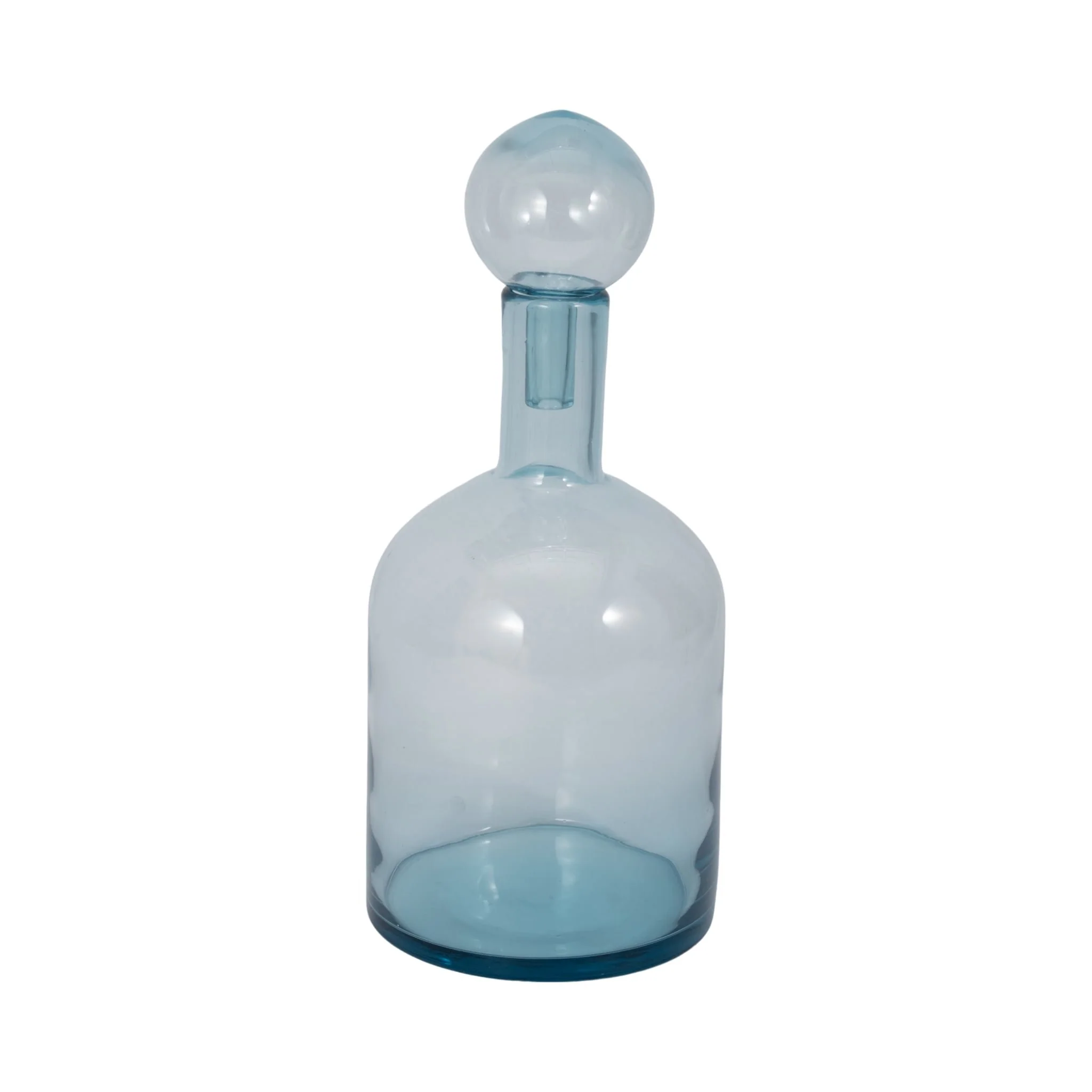 17" Glass Bottle With Stopper, Light Blue - Image 2