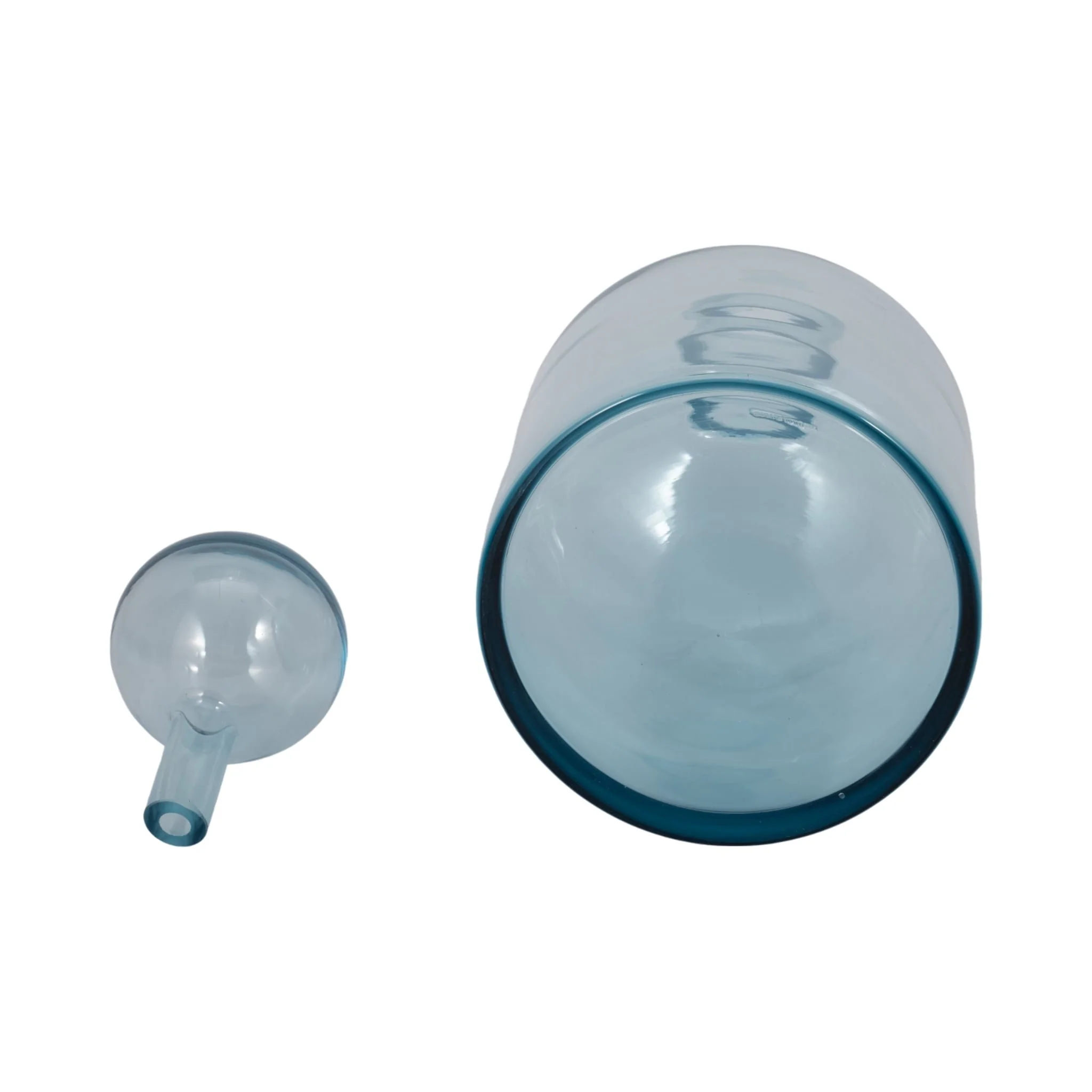 17" Glass Bottle With Stopper, Light Blue - Image 6