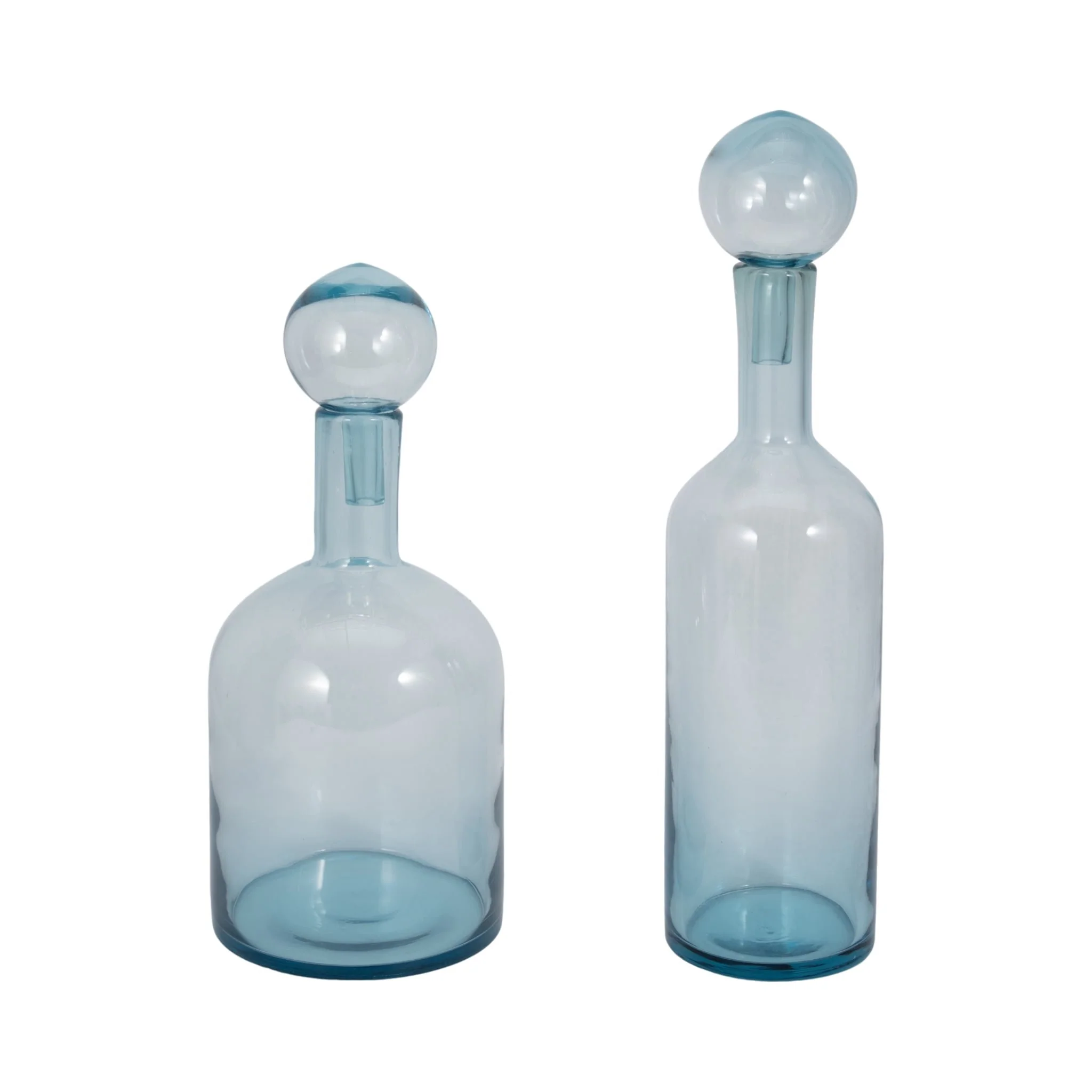 17" Glass Bottle With Stopper, Light Blue - Image 7