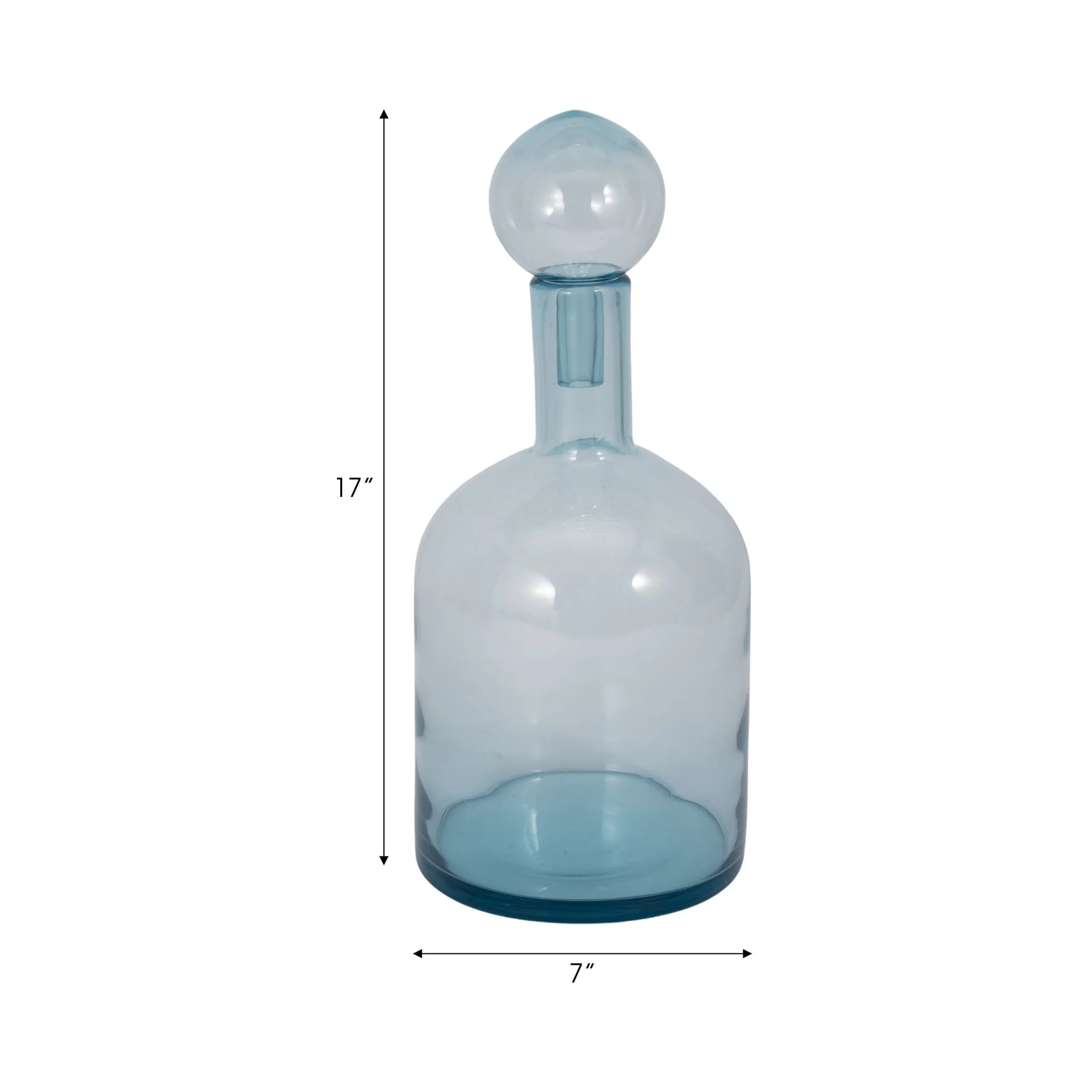 17" Glass Bottle With Stopper, Light Blue - Image 8