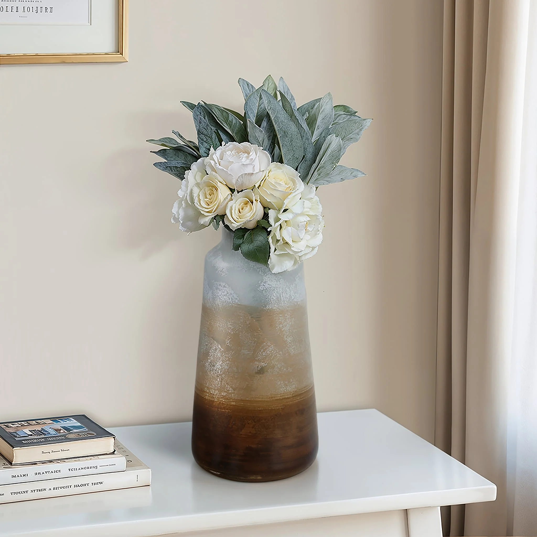 17" Gold Ombre Glass Vase, White/gold - Image 10