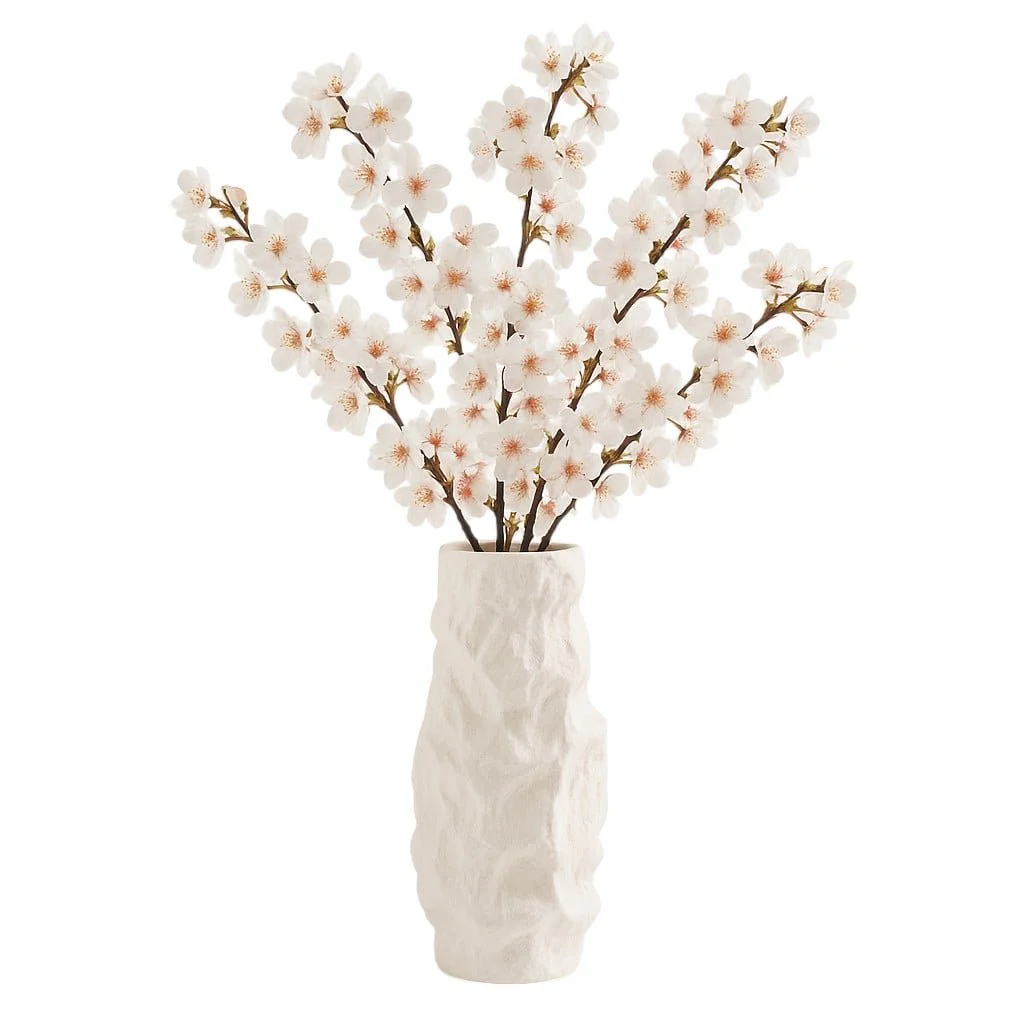 17" Jagged Textured Vase, White - Image 2