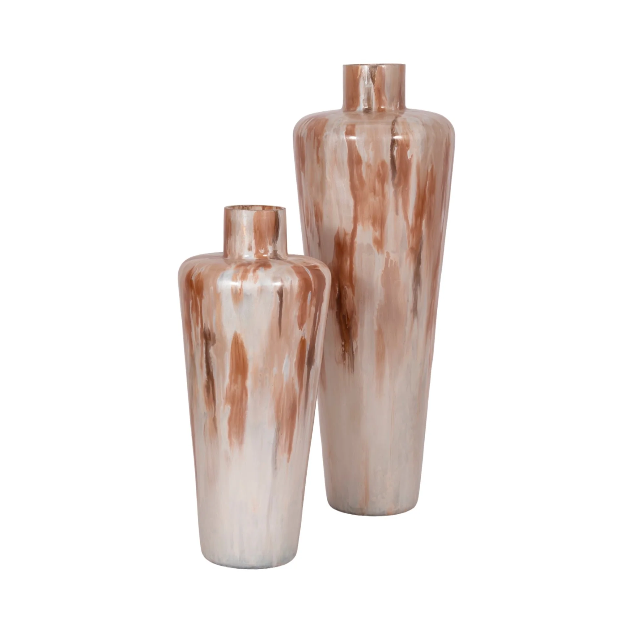 17" Nude Drip Finish Glass Floor Vase, Tan Multi - Image 7