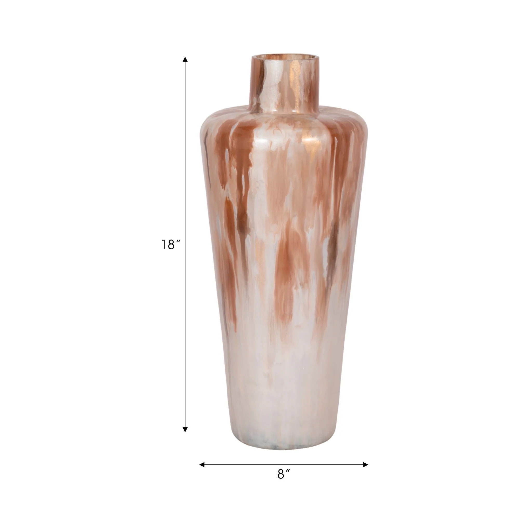 17" Nude Drip Finish Glass Floor Vase, Tan Multi - Image 8