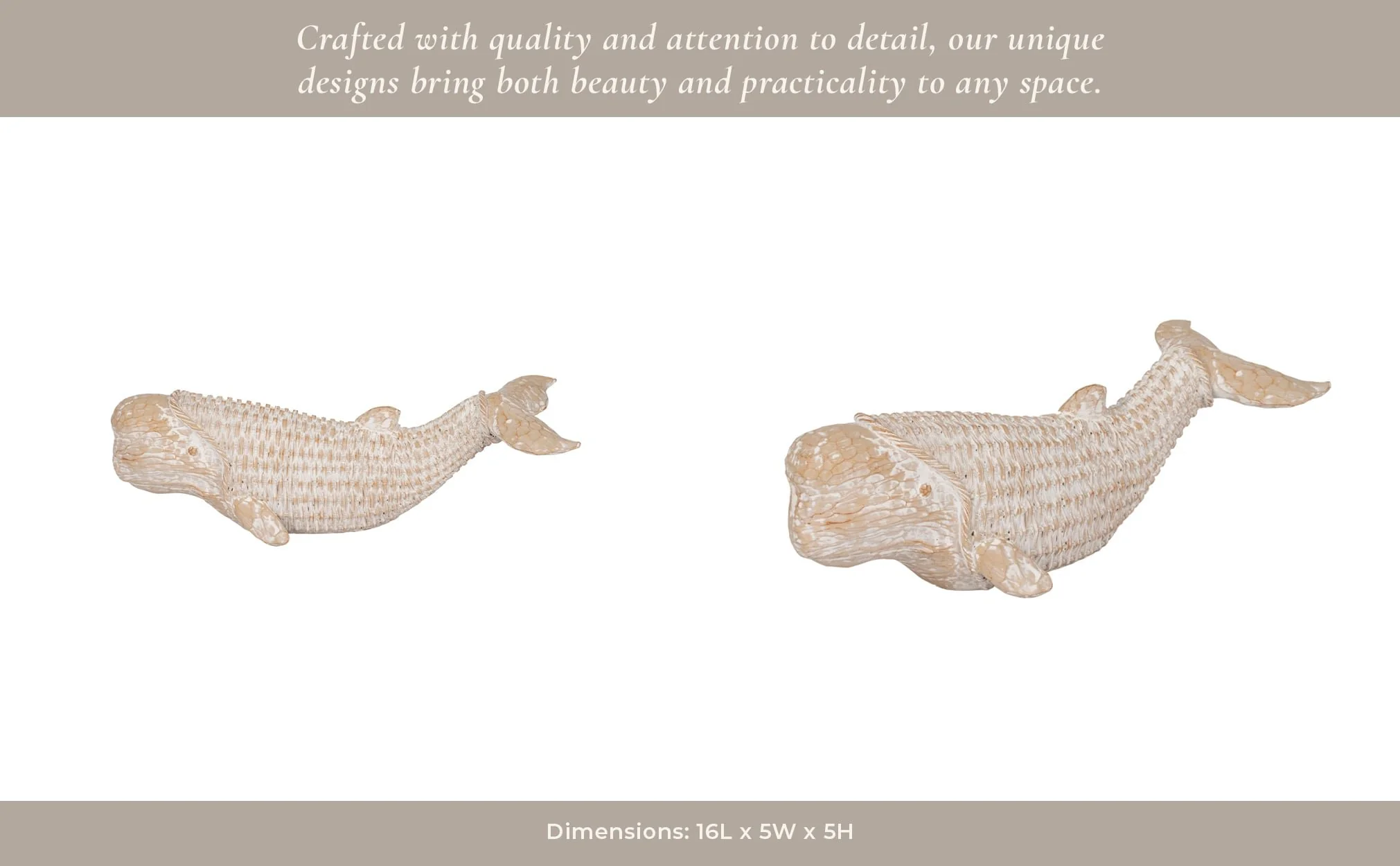 17" Resin Wicker Beluga Whale, White - Image 12