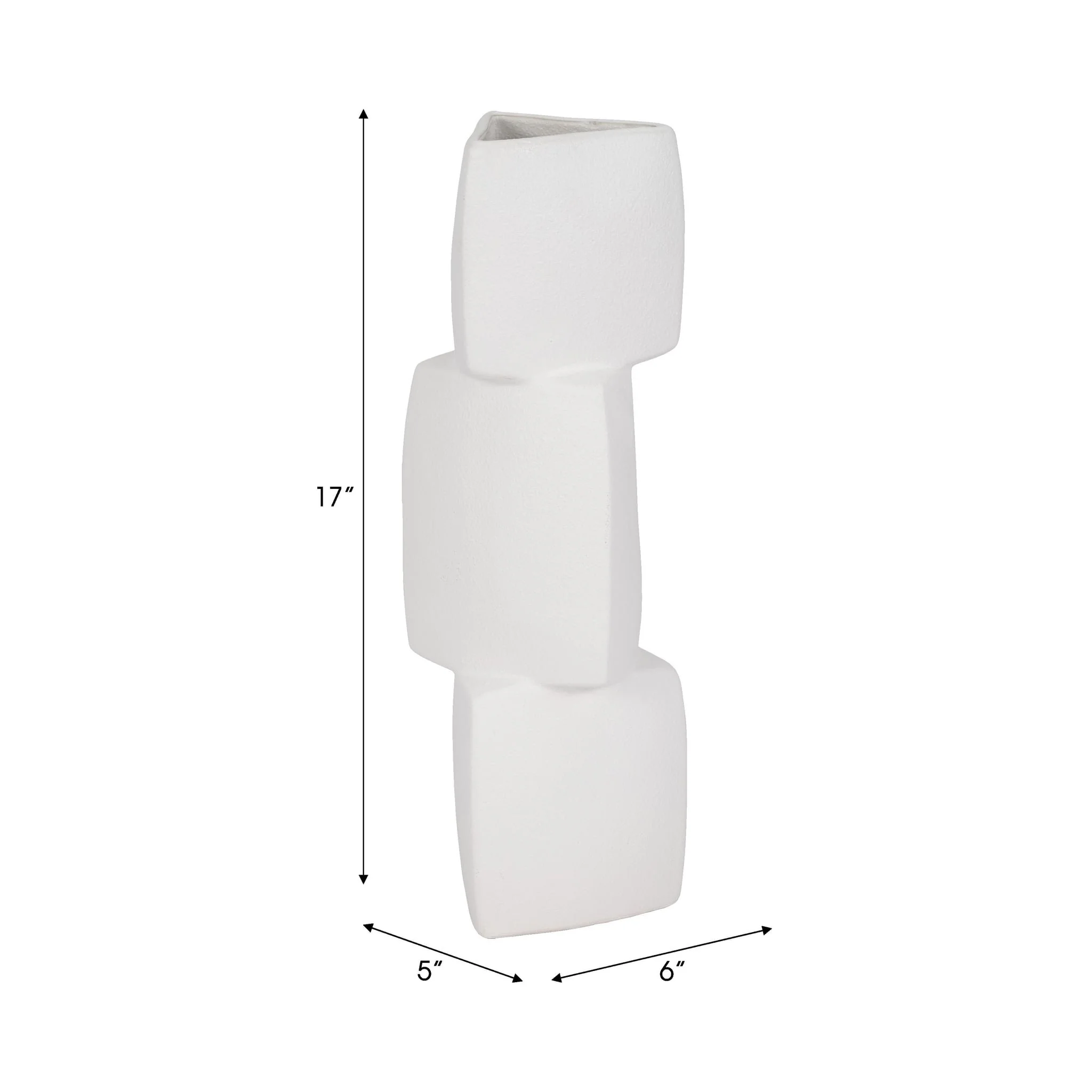 17" Stacked Triangle Rough Vase,ivory - Image 9