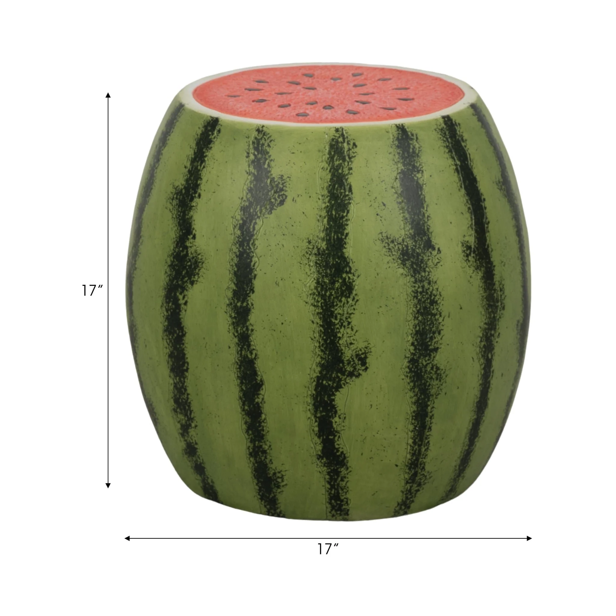17" Watermelon Garden Stool, Green/pink - Image 7