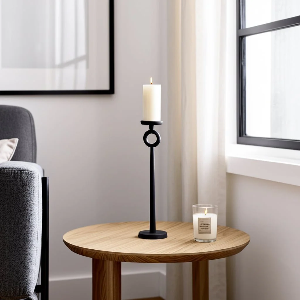 17"h Metal Candle Holder, Black - Image 9