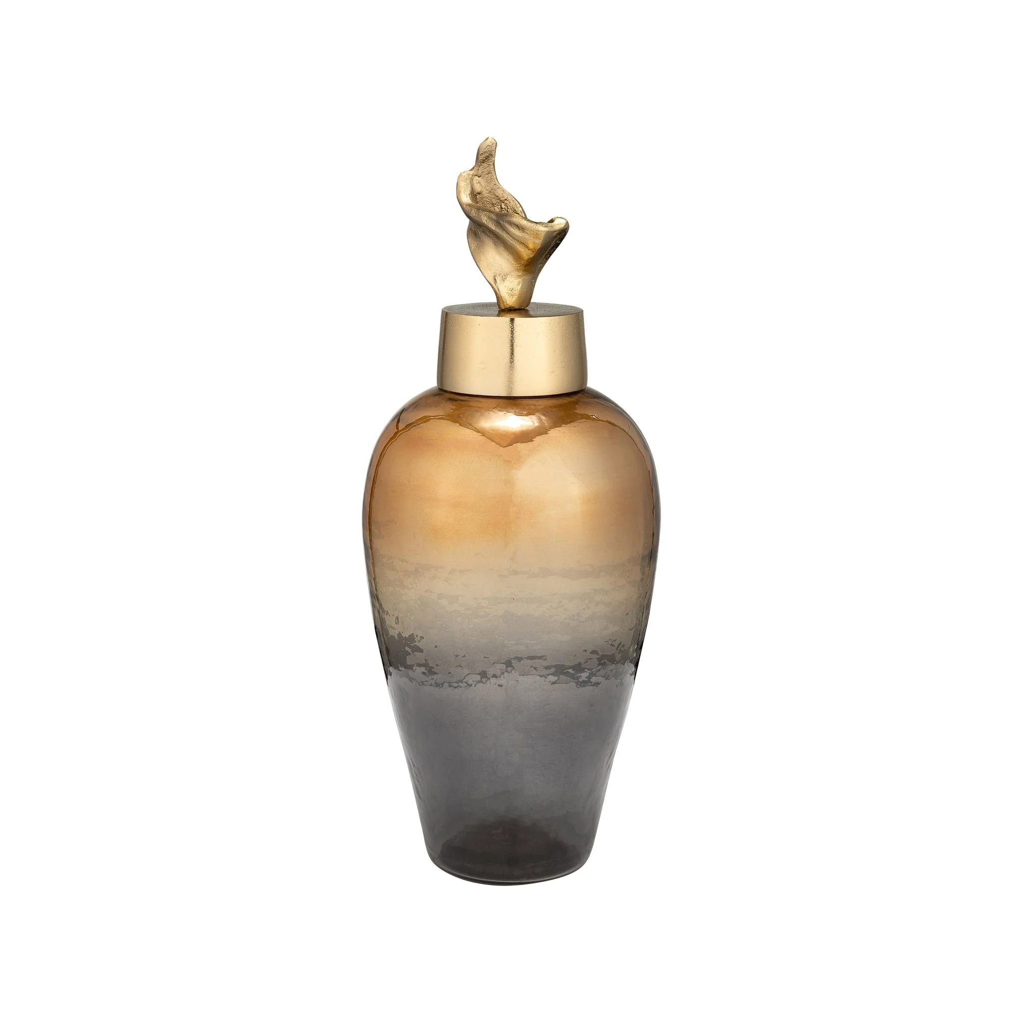 17"h Metal Vase W/ Lily Lid, Bronze - Image 2