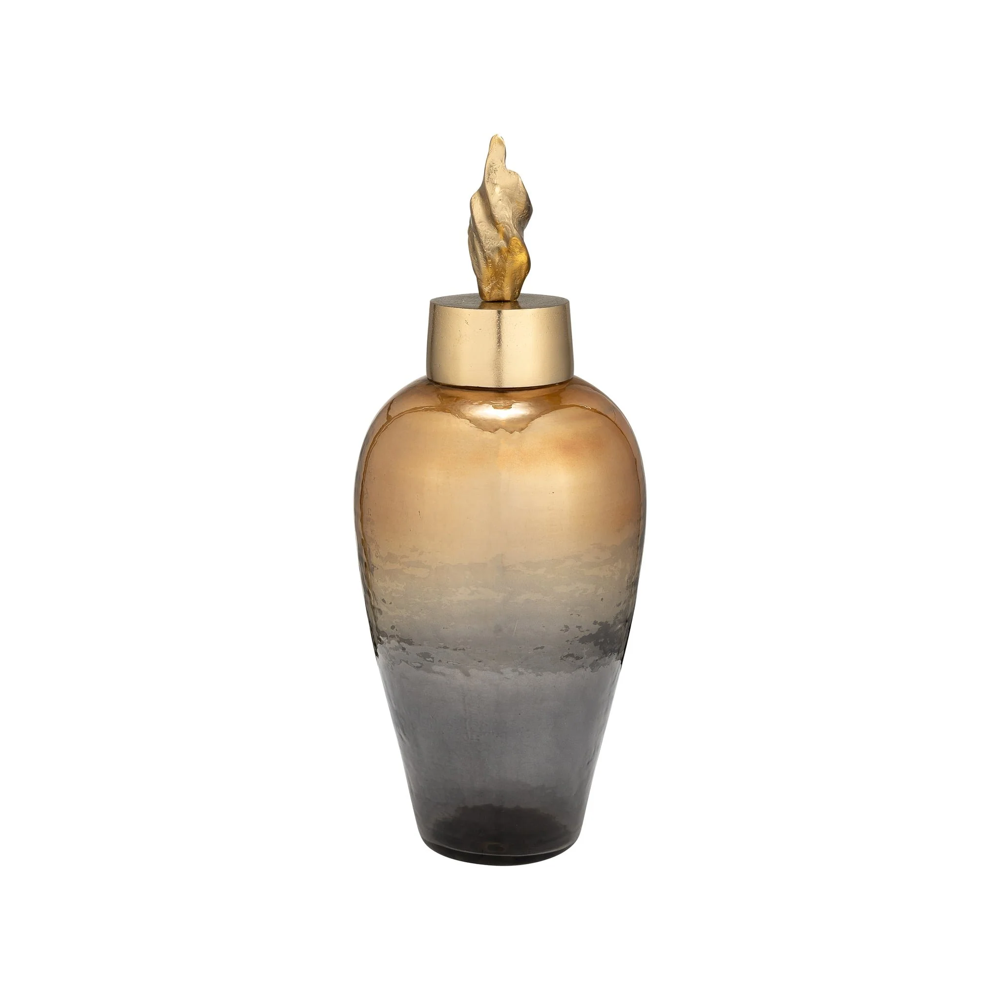 17"h Metal Vase W/ Lily Lid, Bronze - Image 5