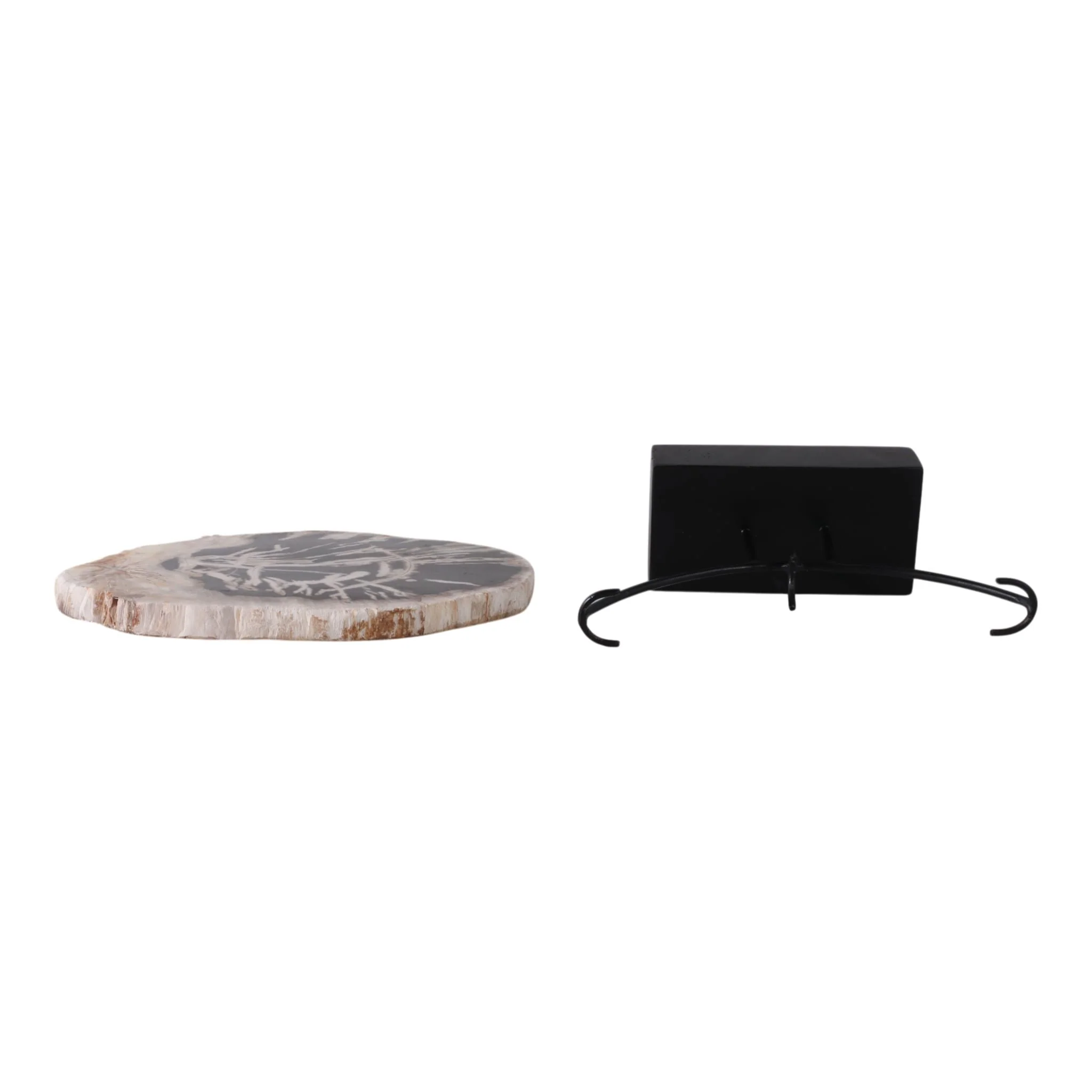 17x14" Petrified Wood Disc On Stand, Black/brown - Image 7