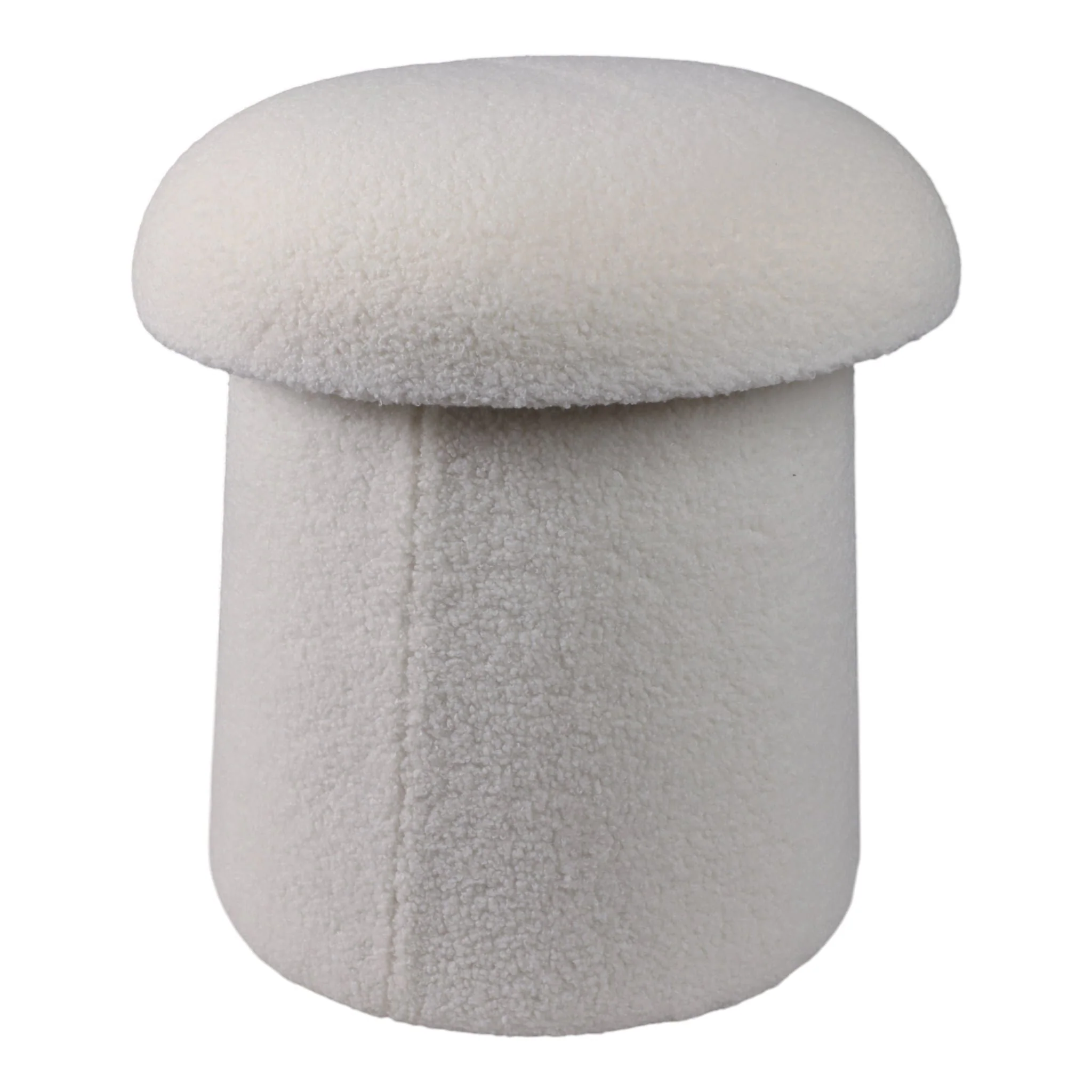 17x17" Mushroom Boucle Ottoman, Ivory - Image 2