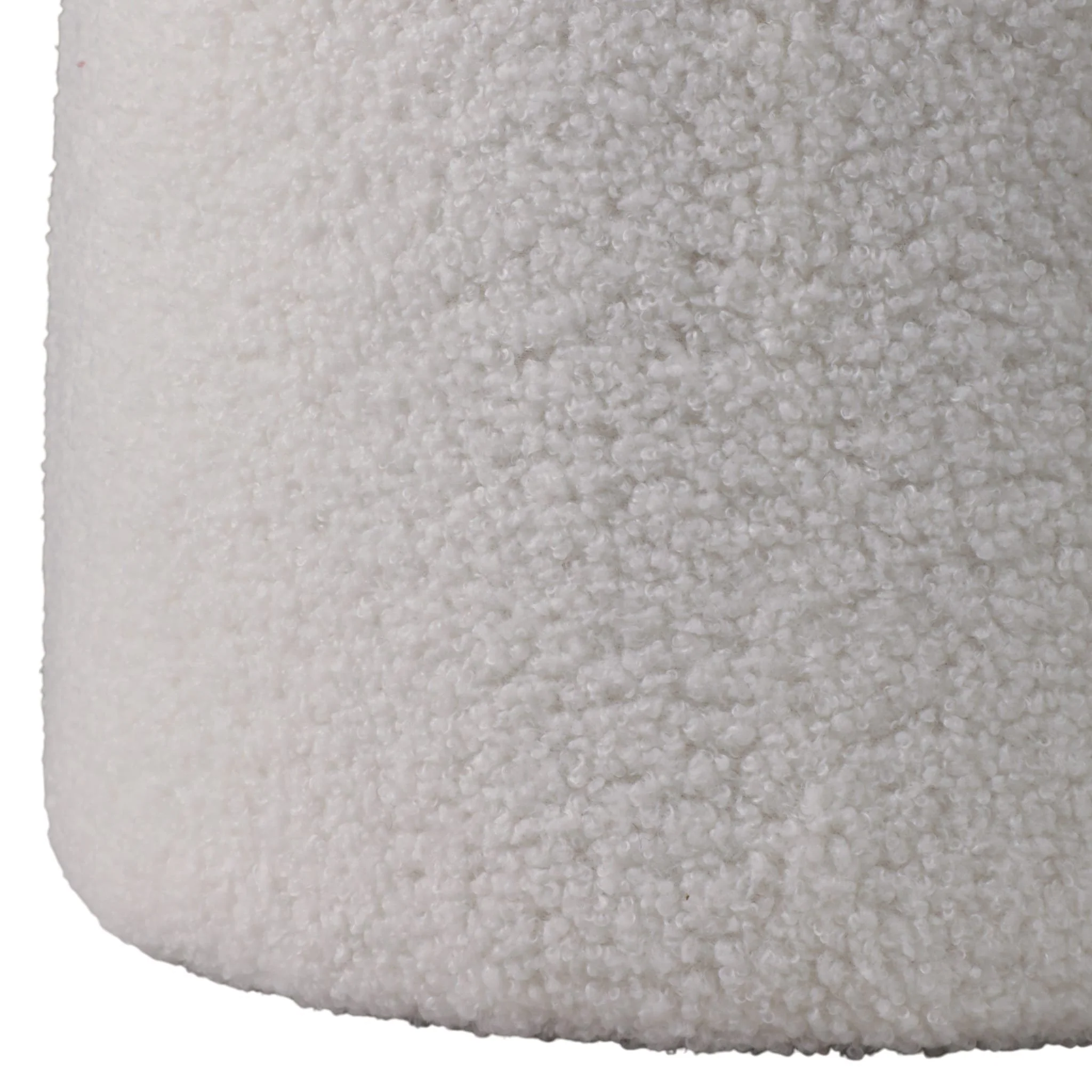17x17" Mushroom Boucle Ottoman, Ivory - Image 5