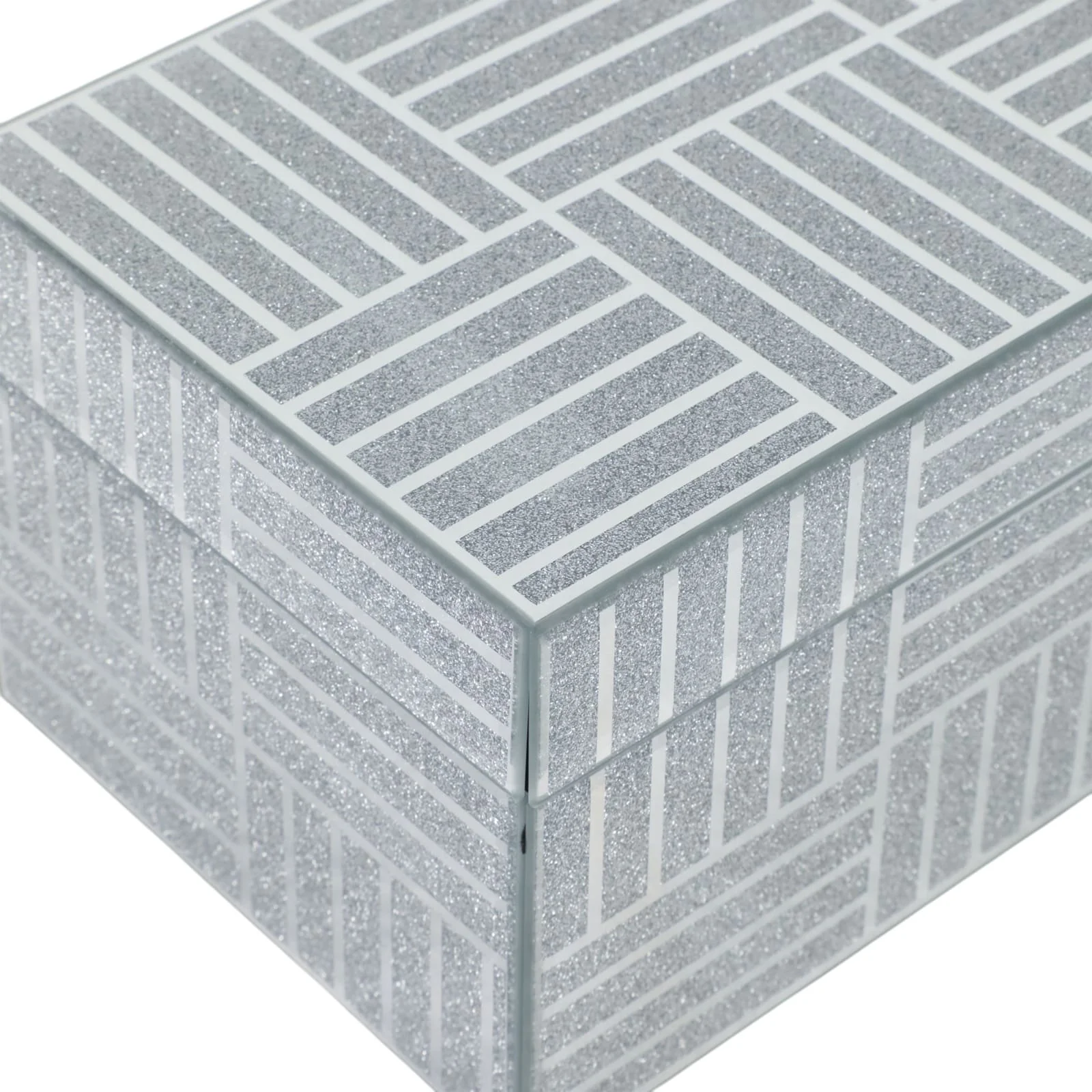 17x6" Dashes Glass Box, Silver - Image 2